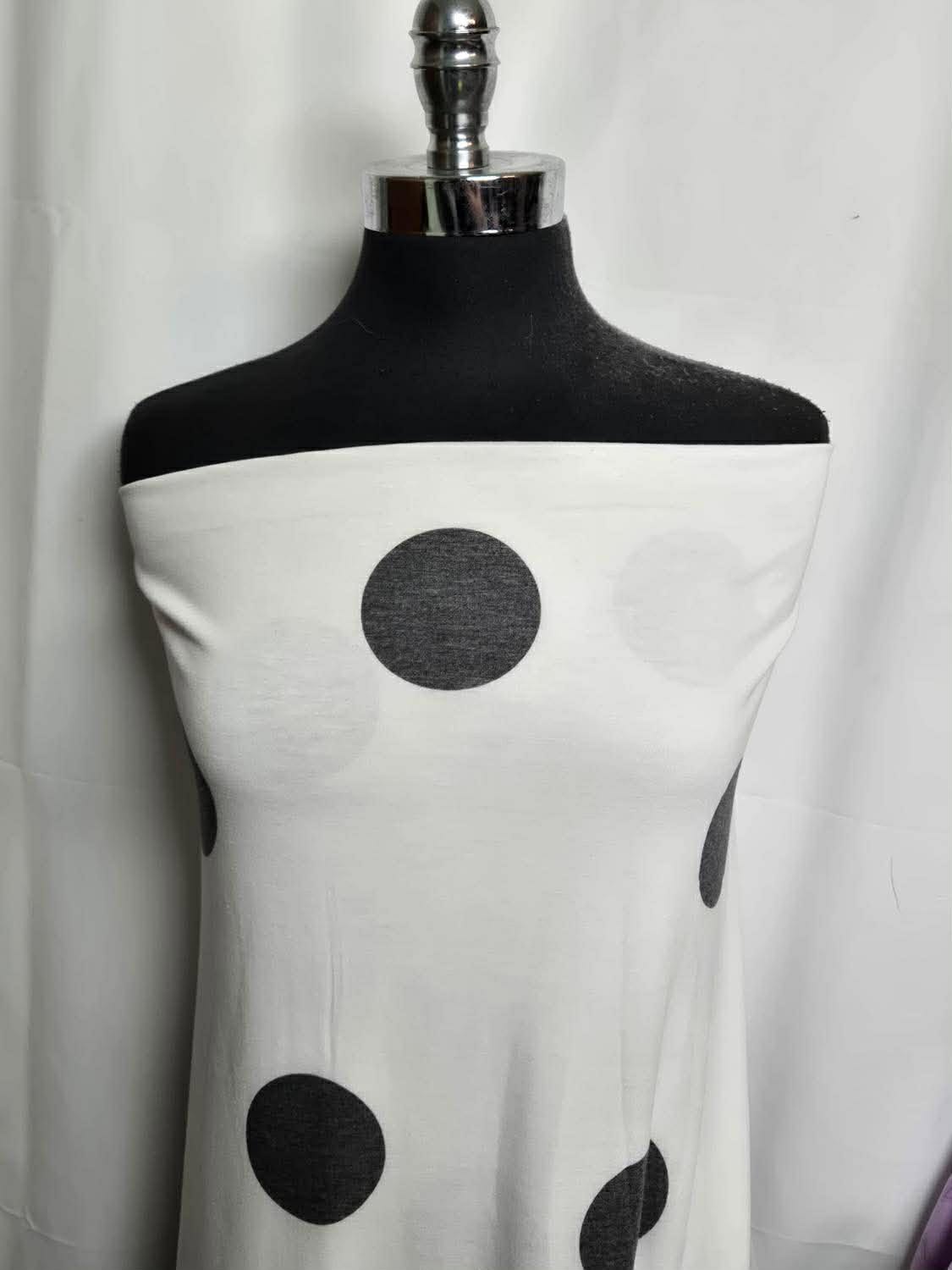 Charcoal/Ivory Big Dots - PRS Jersey - 2 Yard Cut