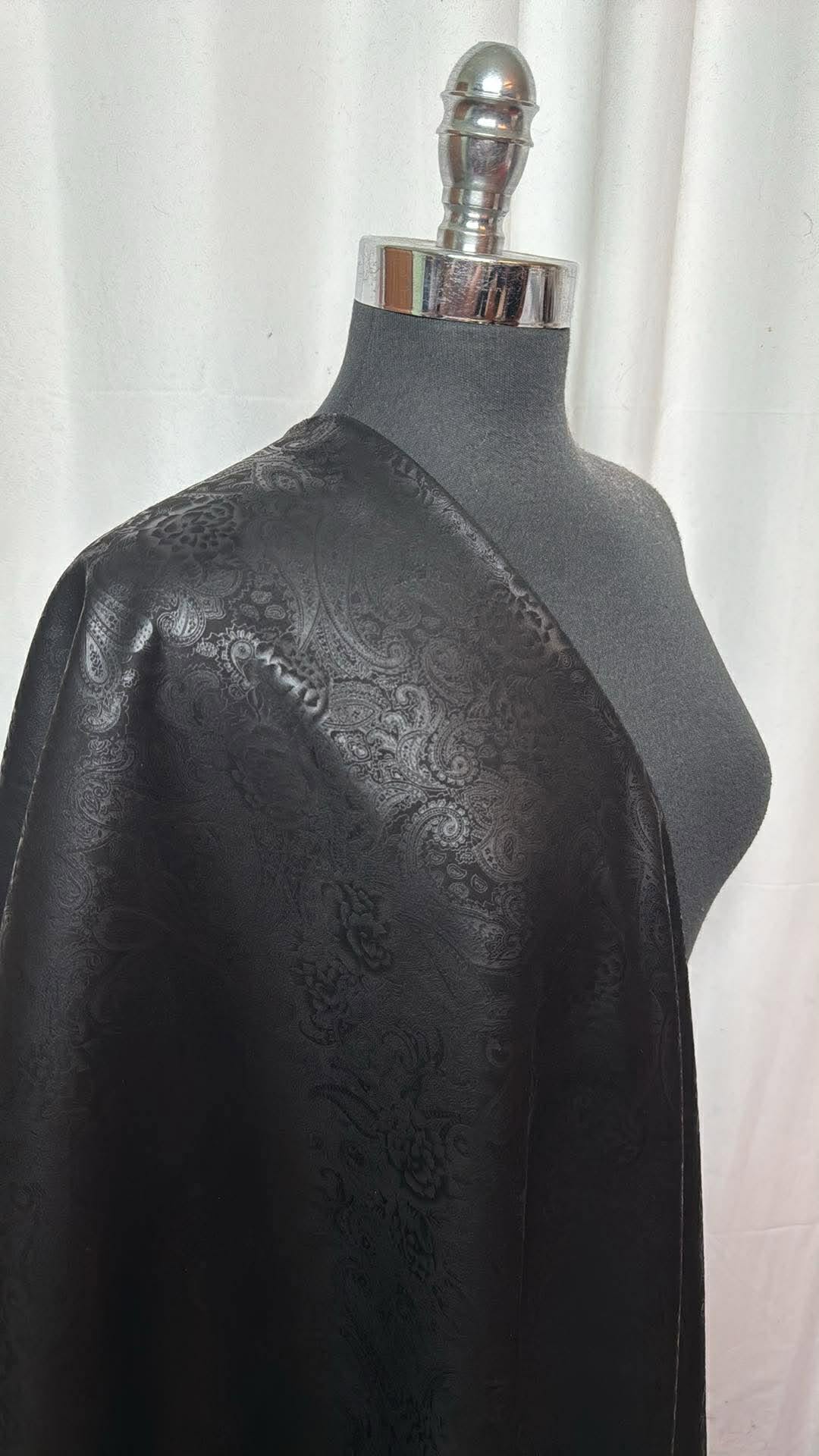 Paisley Foil on Faux Suede bonded to Poly Interlock - 2 Yard Cut