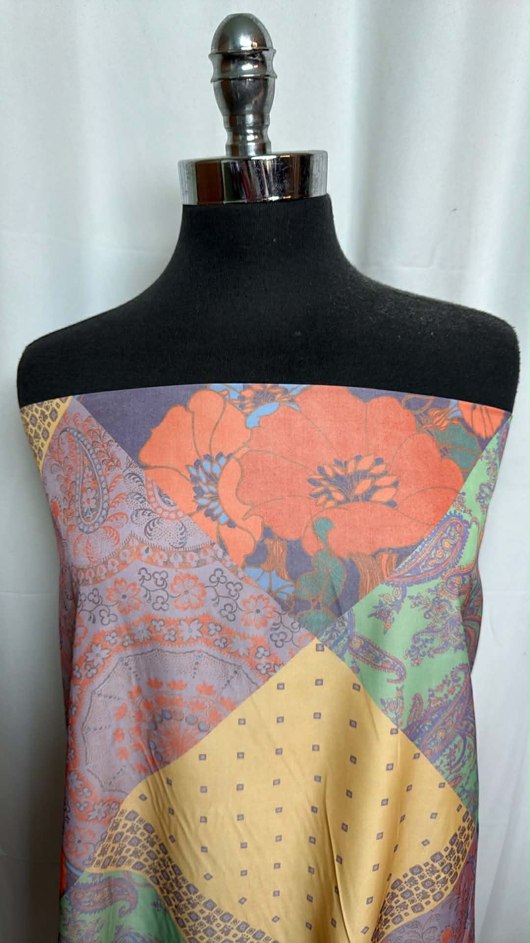 Floral/Bandana- Poly Rayon Satin - 3 Yard Cut