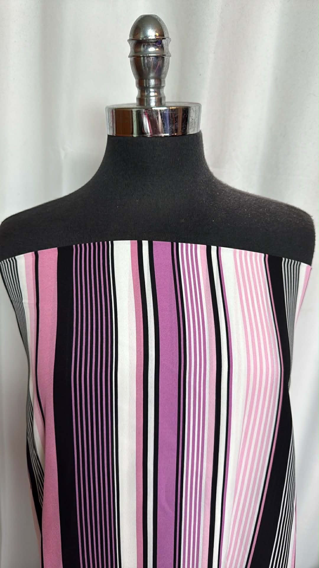 Pink/Purple/Black Stripe - Poly Woven - 2 Yard Cut