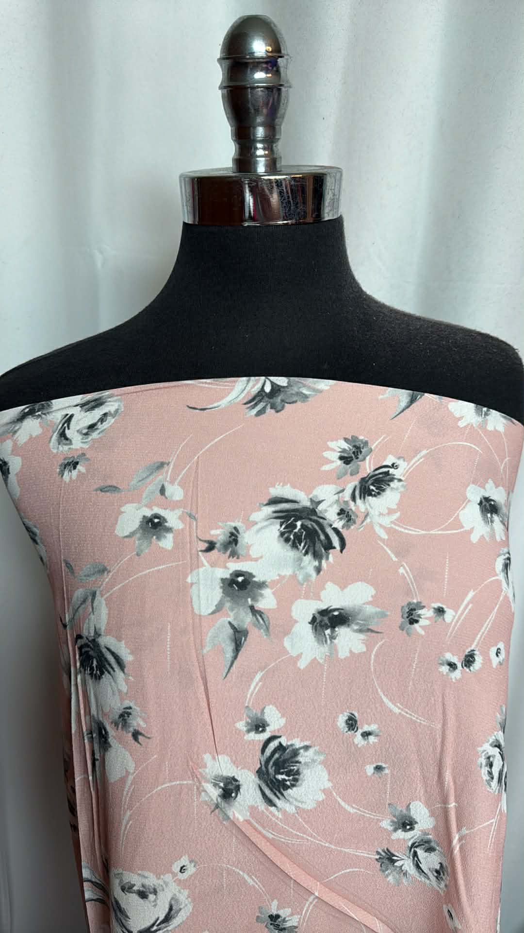 Blush/Grey Floral - Poly Woven - 2 Yard Cut