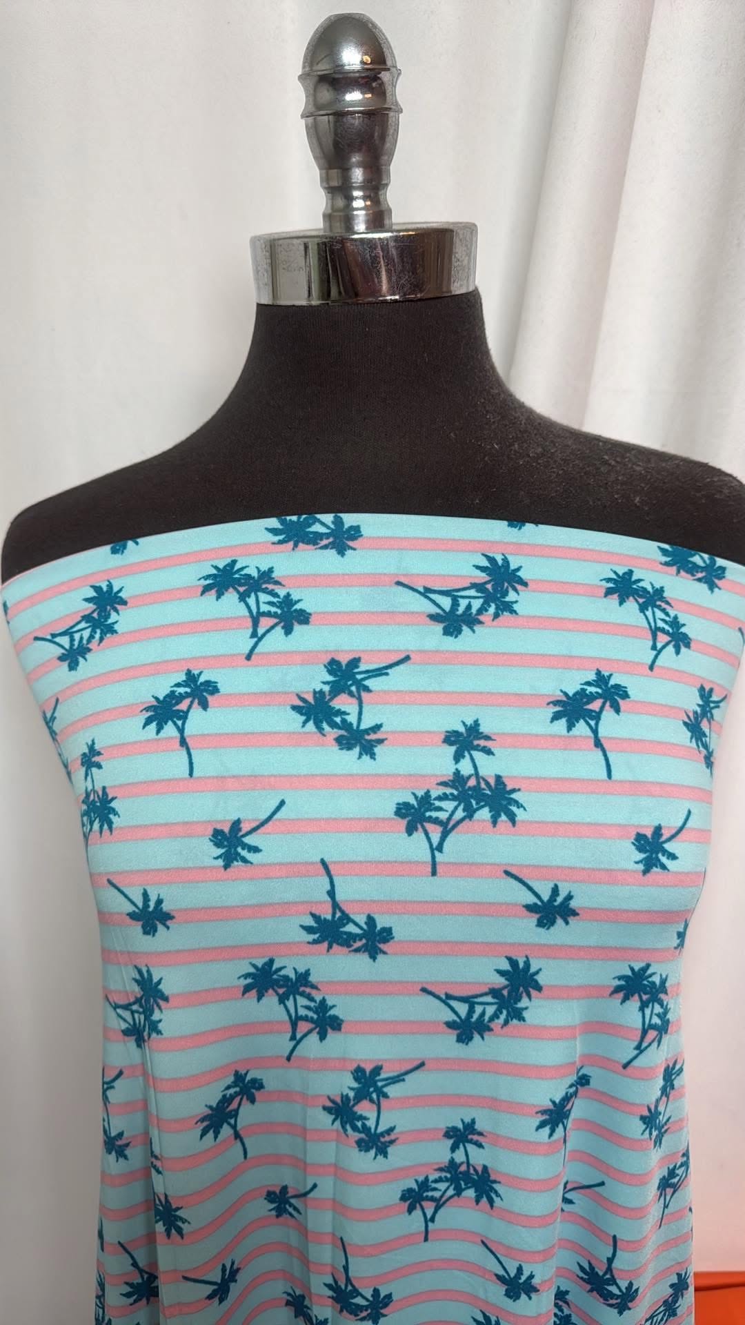 Palm/Stripe - Poly/Spandex Jersey - 2 Yard Cut