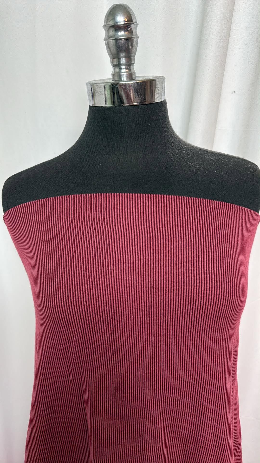 Raspberry/Burgundy - Rayon/Spandex Rib - 2 Yard Cut