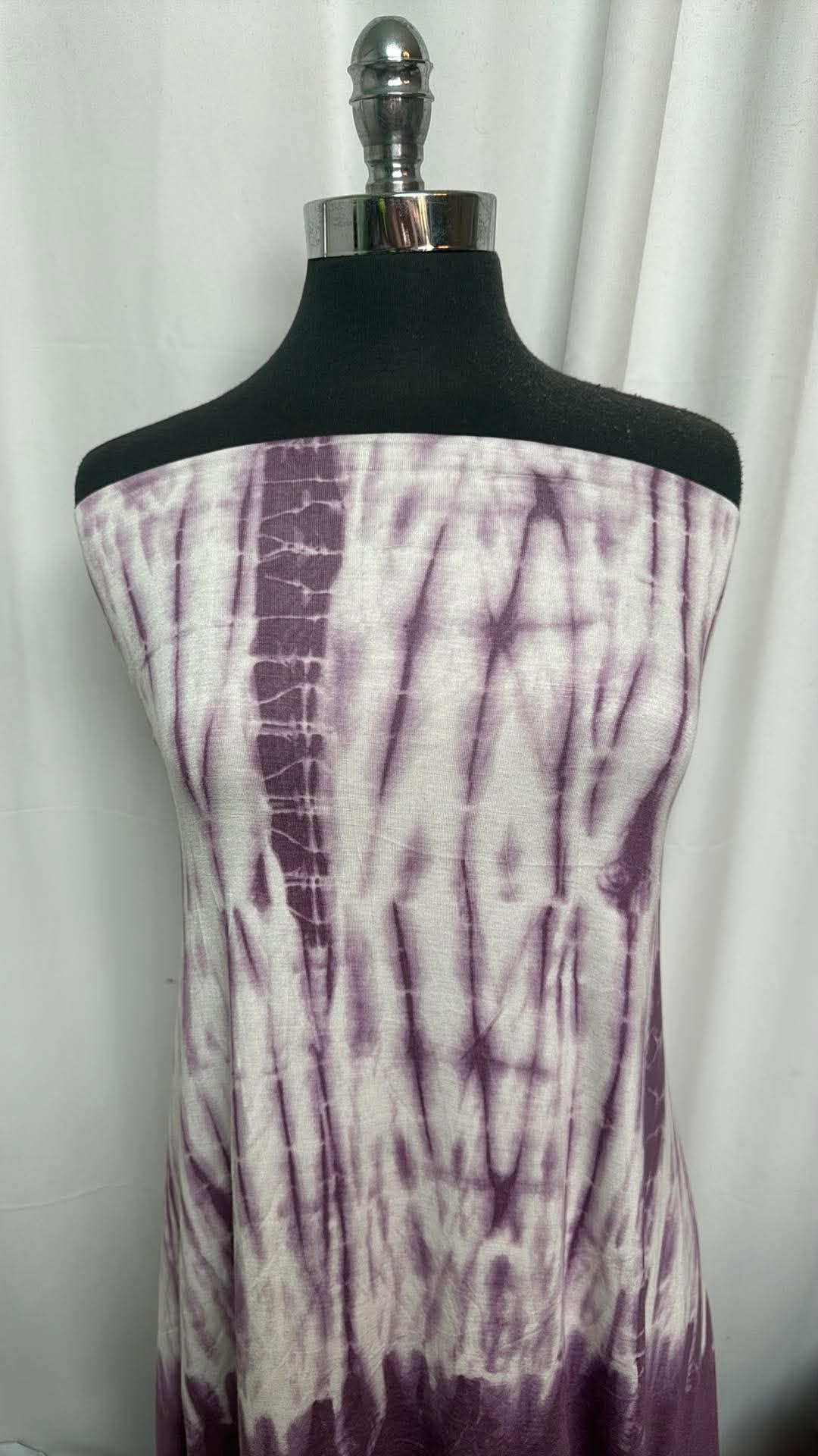 Purple/White Tie Dye - Rayon/Spandex - 2 Yard Cut