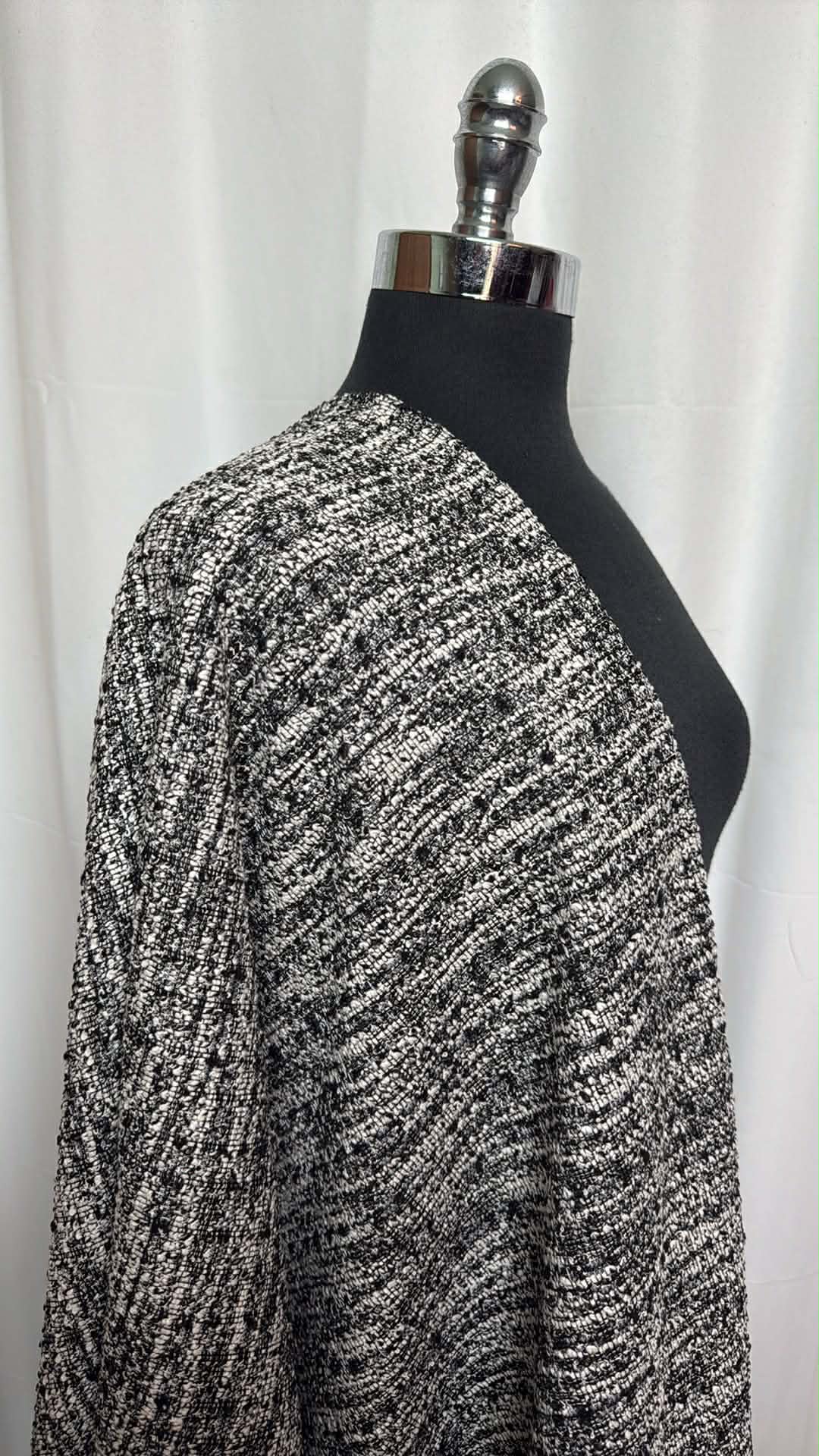 Ivory/Black - Cotton-Blend Double Knit - 2 Yard Cut