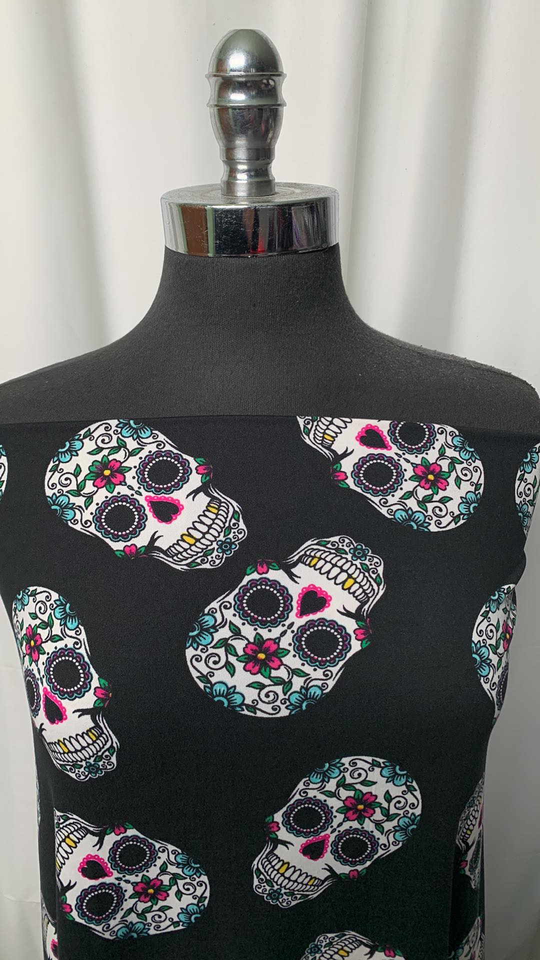 Sugar Skulls - Double Brushed Poly Spandex - 2 Yard Cut