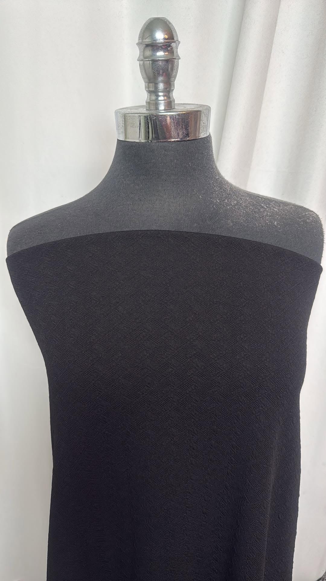 Black Textured - Poly/Spandex Double Knit - 2 Yard Cut