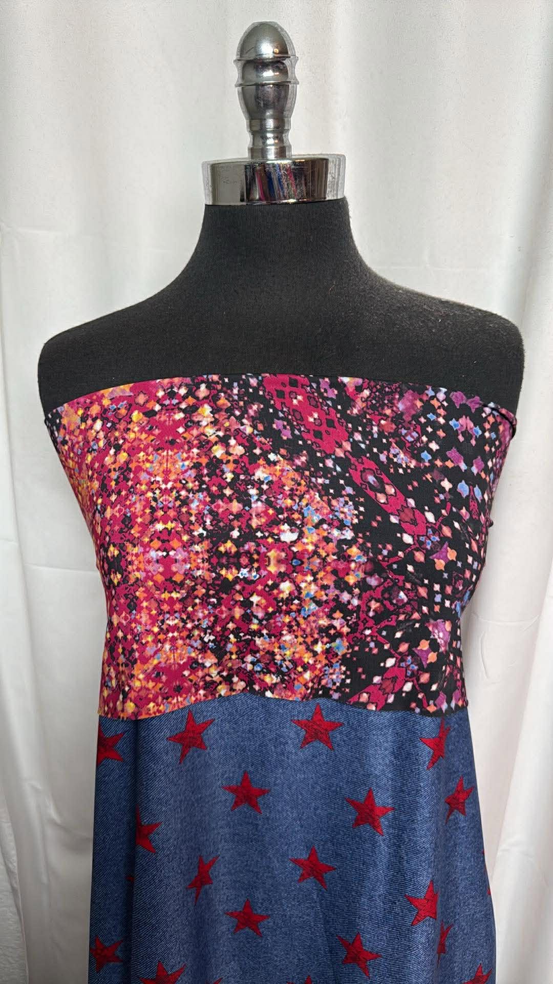 2-Faced Abstract/Star - Nylon/Spandex Swim- 2 Yard Cut