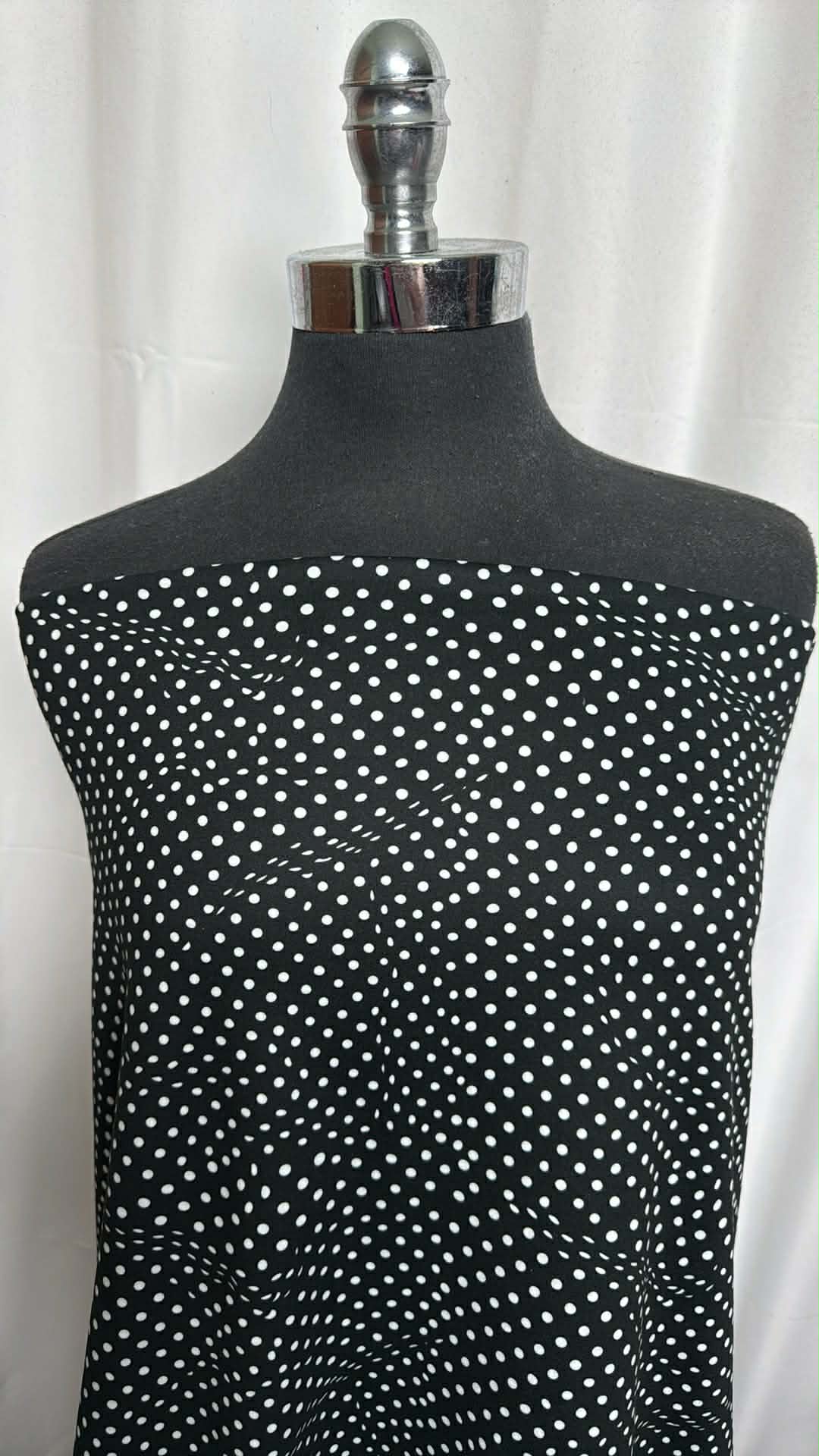Wavy Black/White Dot - Peached Performance - 2 Yard Cut