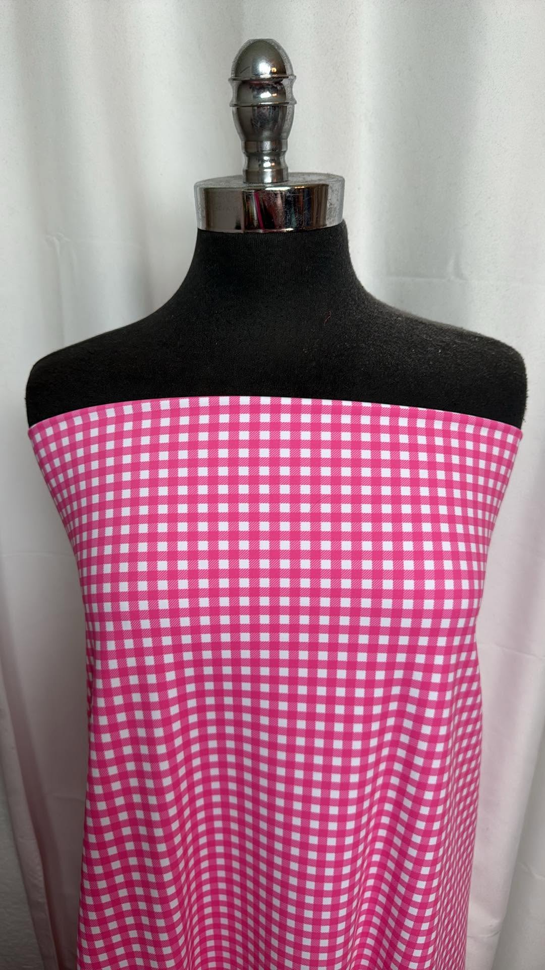 Pink Check - Yoga Performance - 2 Yard Cut