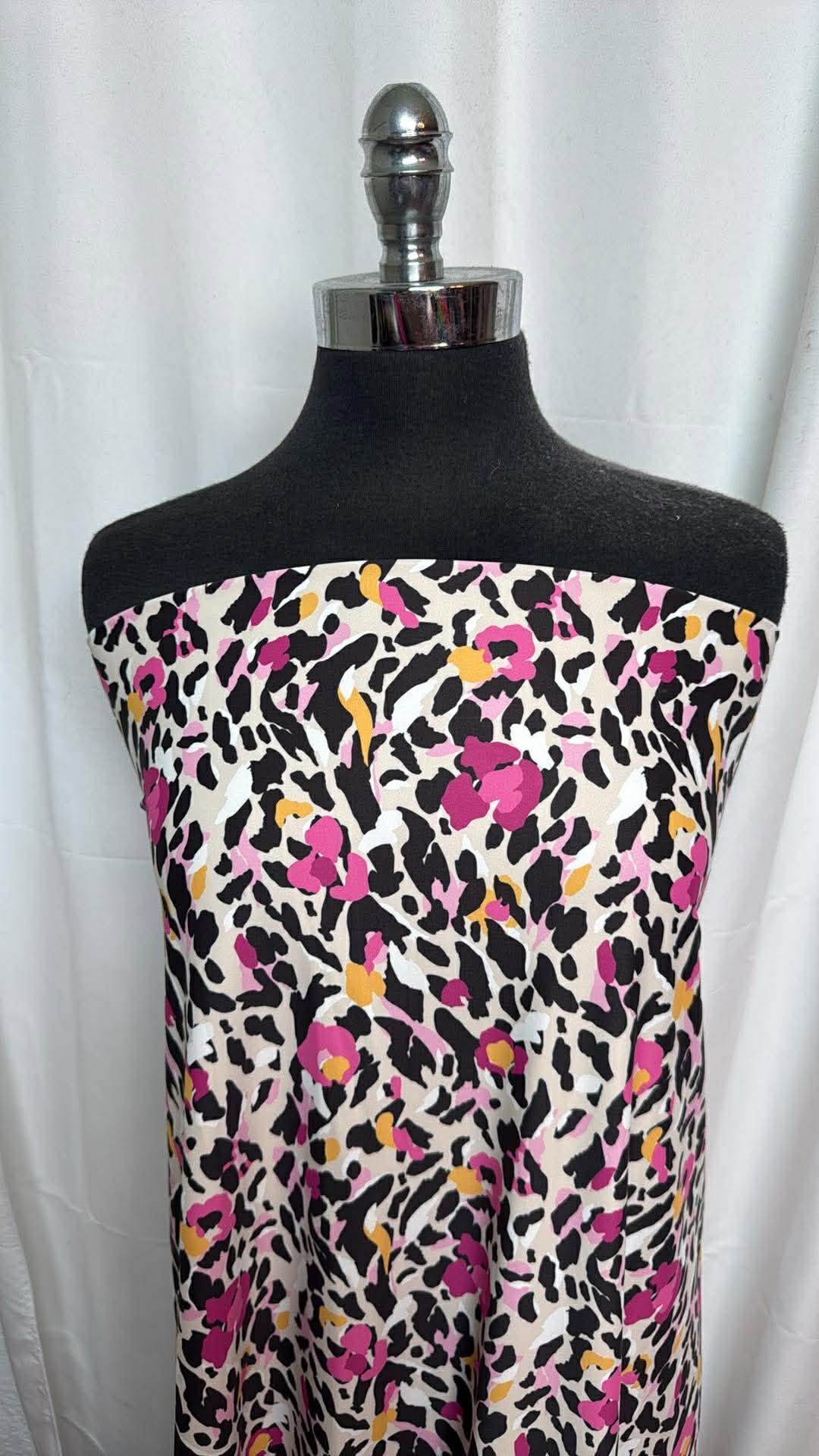 Pink/Yellow Animal Print - Yoga Performance - 2 Yard Cut