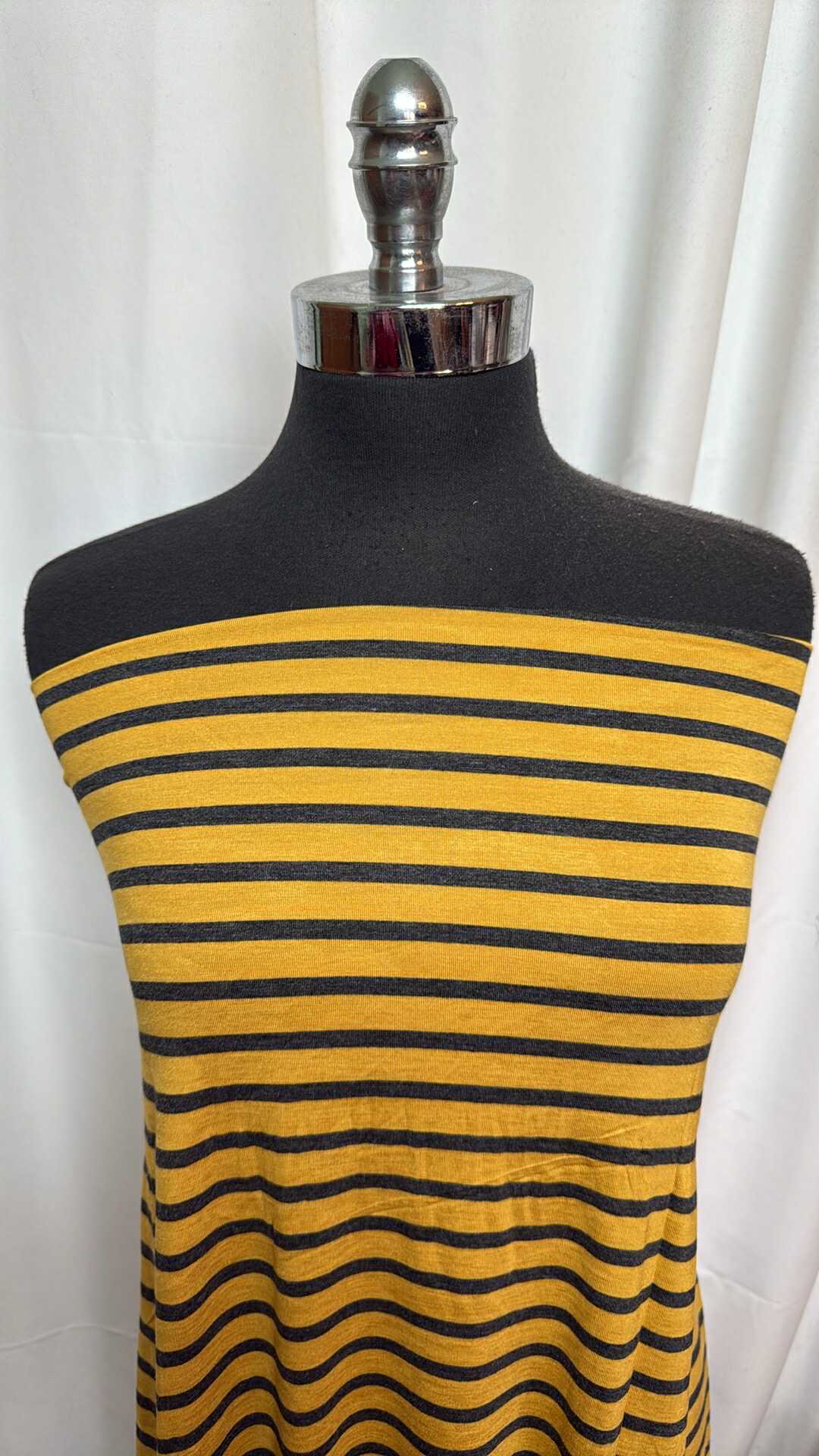 Mustard/Charcoal Stripe - Bamboo Spandex - 2 Yard Cut