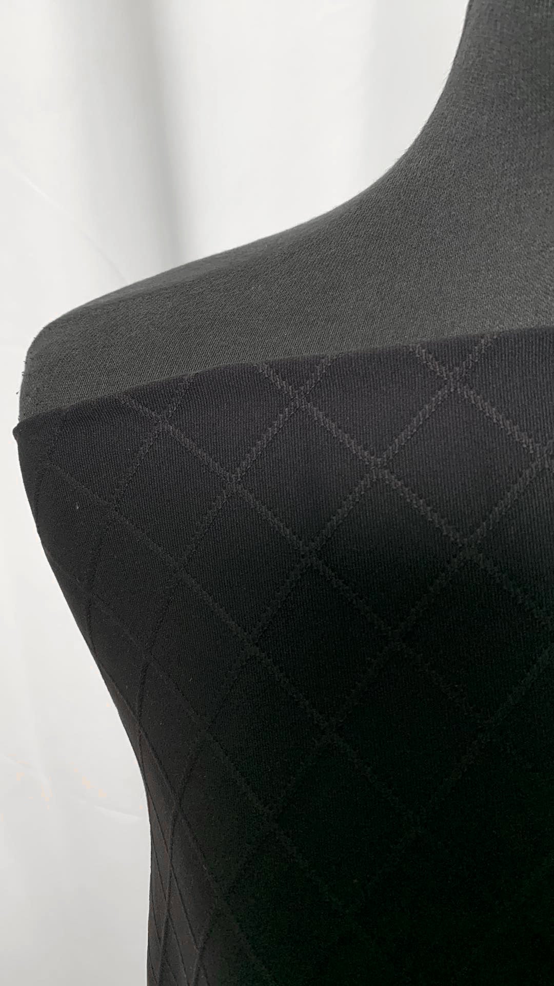 Black Faux Quilted- Supplex Nylon Spandex - By the Yard