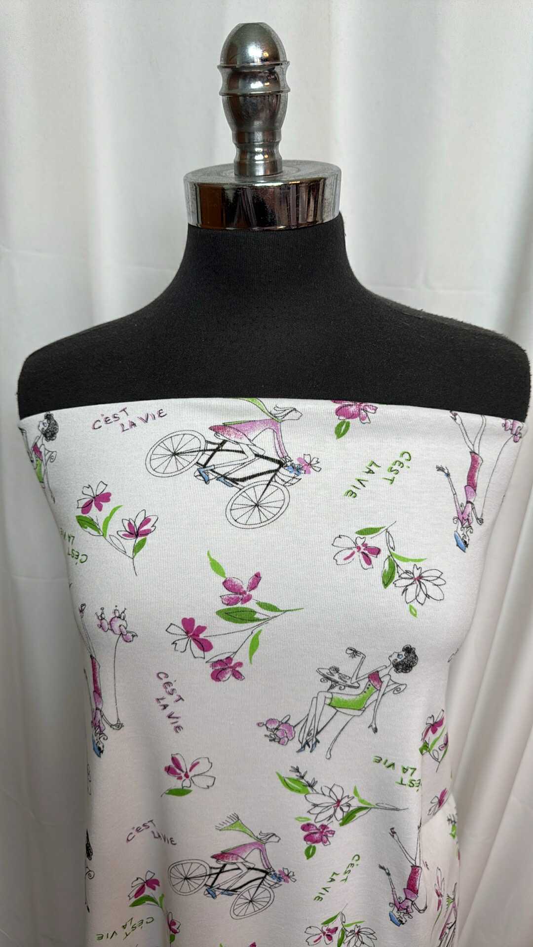 Floral Bikes - 100% Cotton 1x1 Rib Knit - 2 yard Cut