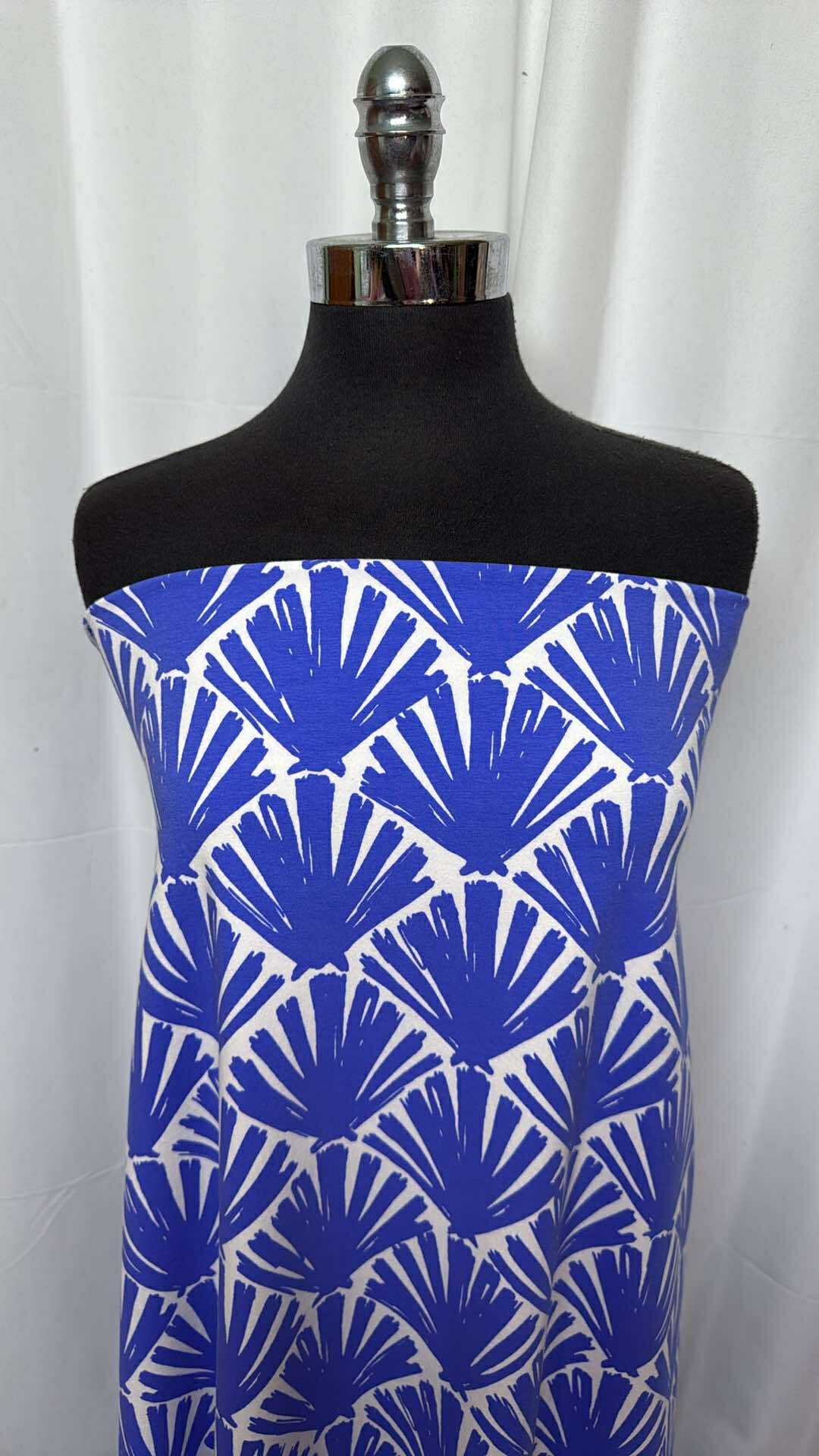 Blue Shells - Cotton/Spandex - 2 Yard Cut