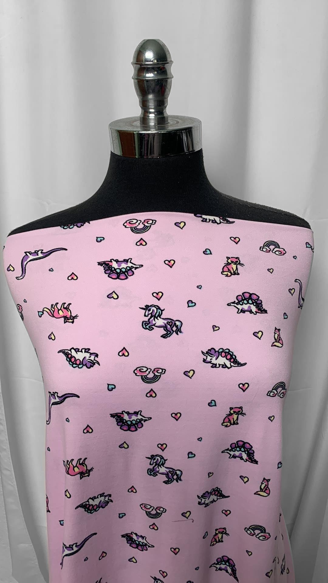 Dinos & Critters on Pink - Double Brushed Poly Spandex - 2 Yard Cut