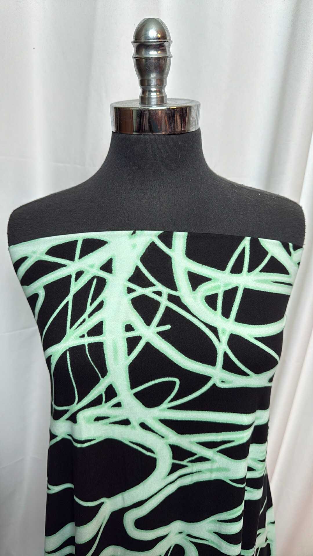 Neon Trails on Black - Double Brushed Poly Spandex - 2 Yard Cut
