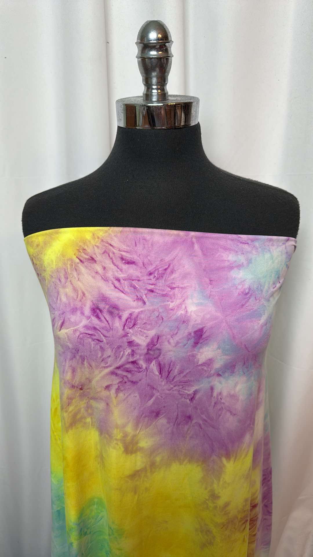 Purple/Yellow/Blue/Green Tie Dye - Double Brushed Poly Spandex- 2 Yard Cut