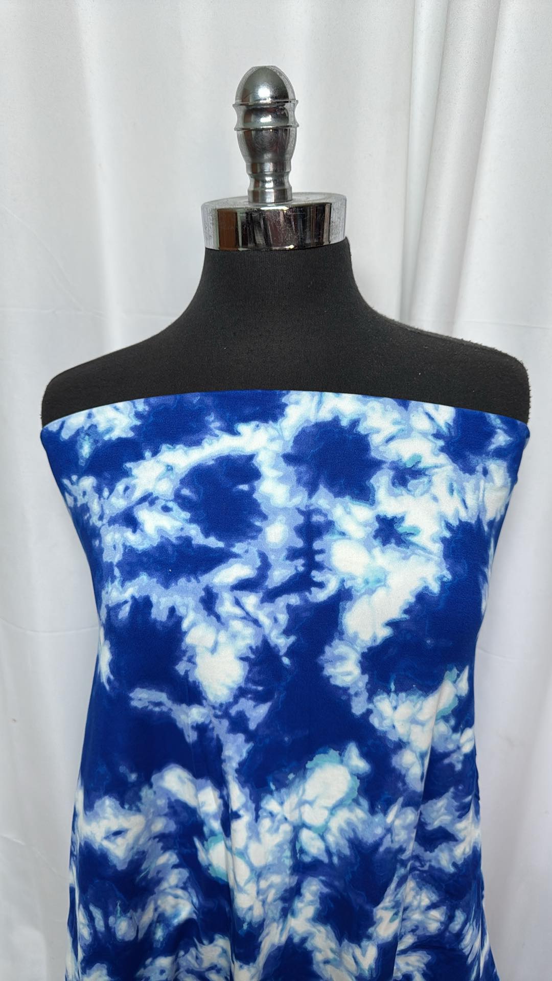 Blue/White Tie Dye - Double Brushed Poly Spandex - 2 Yard Cut