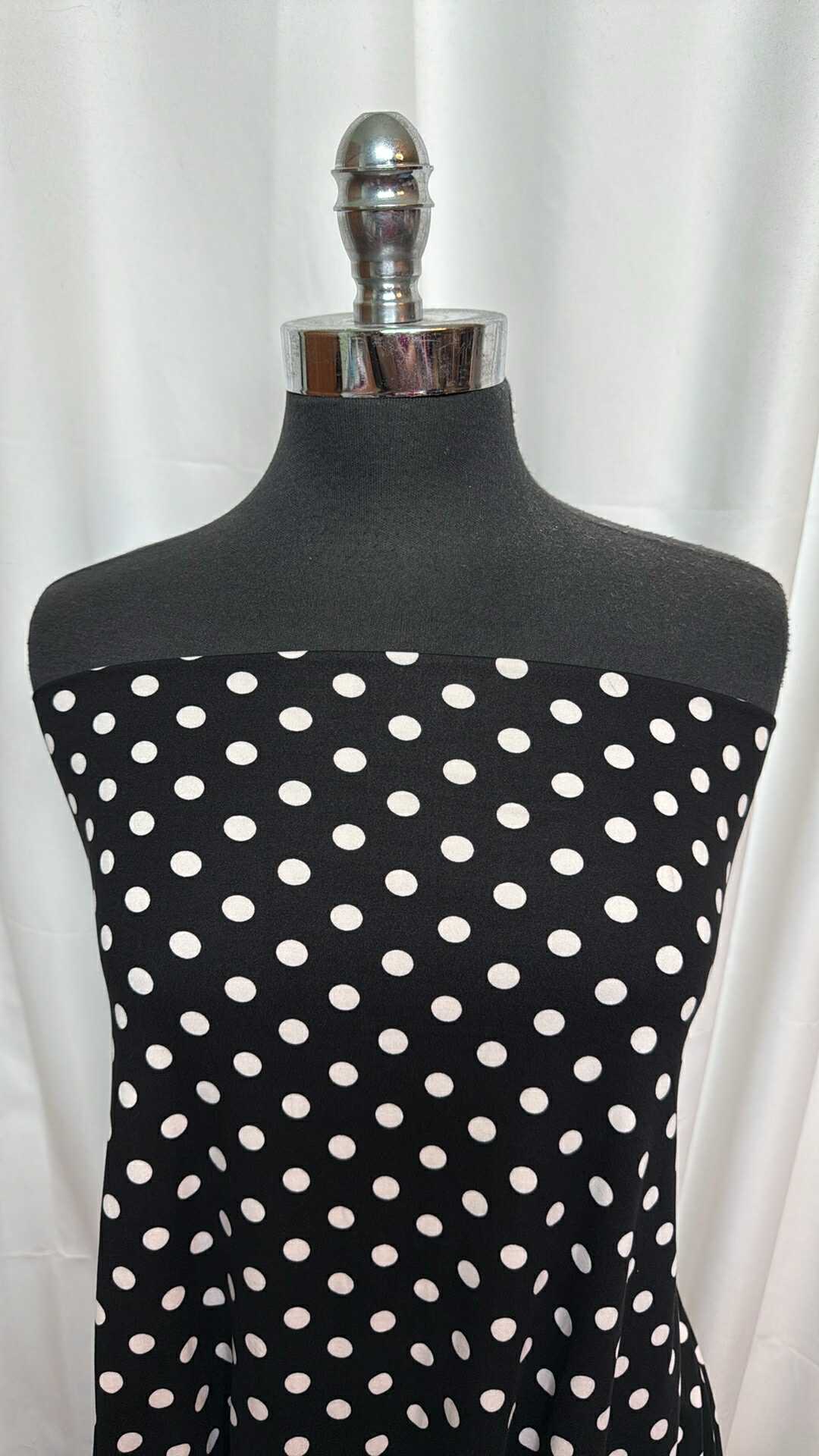 Black/White Polka Dot - Double Brushed Poly Spandex - 2 Yard Cut