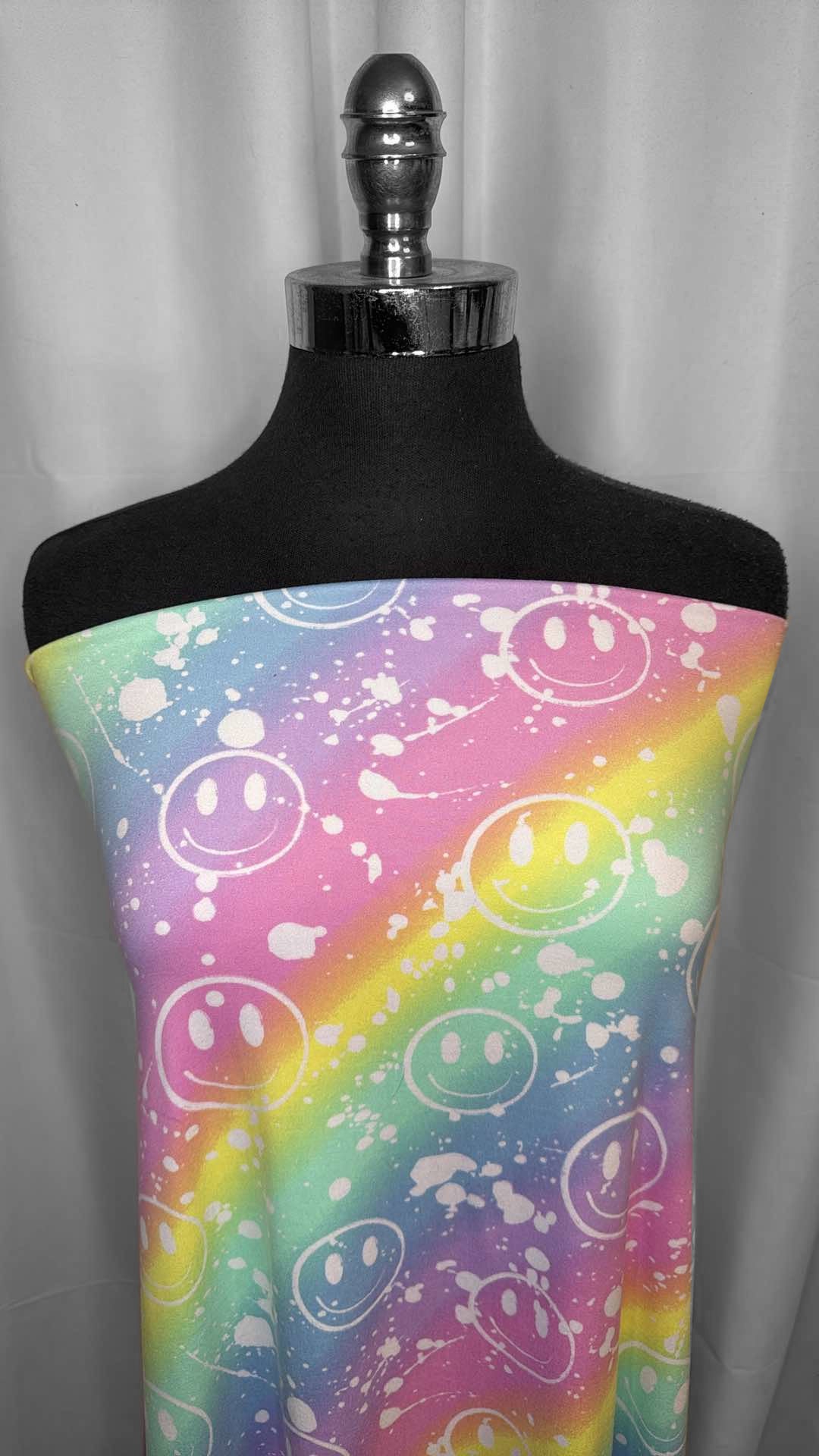 Ombre Smiles/Splatter - Double Brushed Poly Spandex - 2 Yard Cut