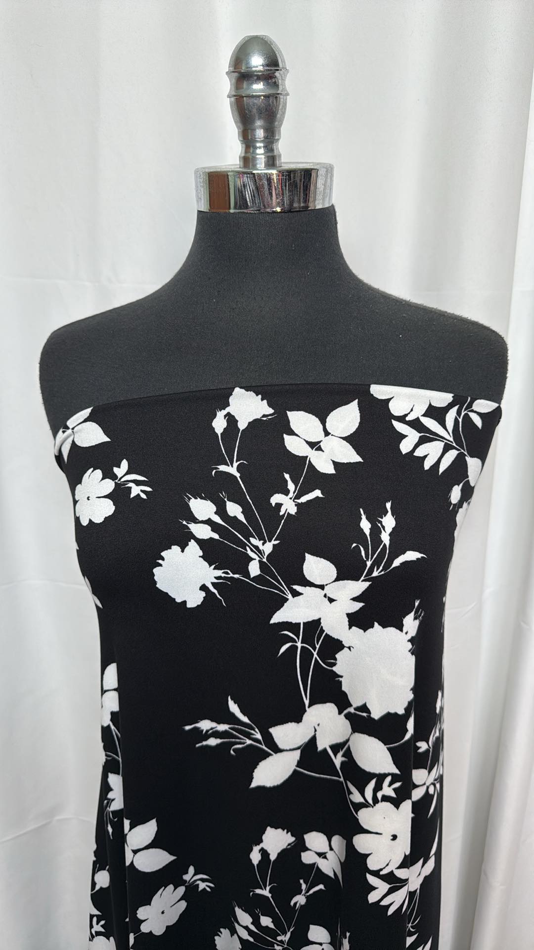 Floral Silhouette - Double Brushed Poly Spandex - 2 Yard Cut