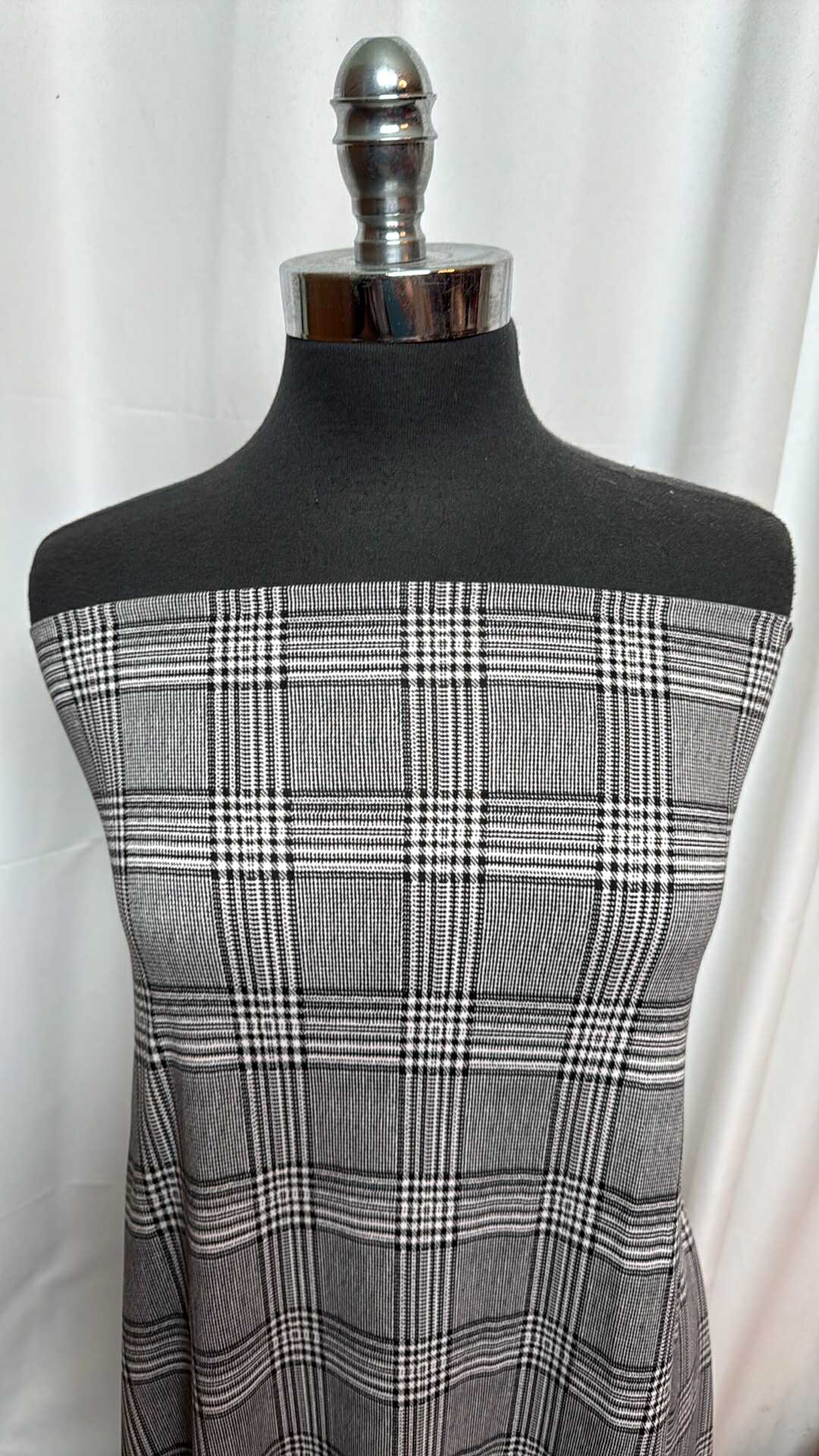 Grey Plaid - Double Brushed Poly Spandex - 2 Yard Cut