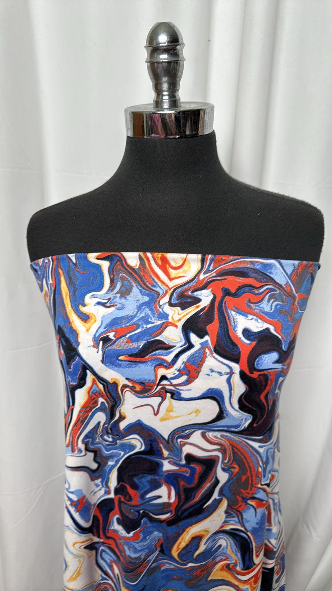 Red/White/Blue Oil Slick - Double Brushed Poly Spandex - 2 Yard Cut