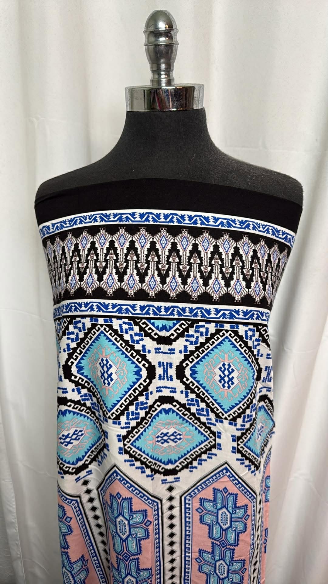 Geometric - Double-Border Rayon Challis - 2 Yard Cut