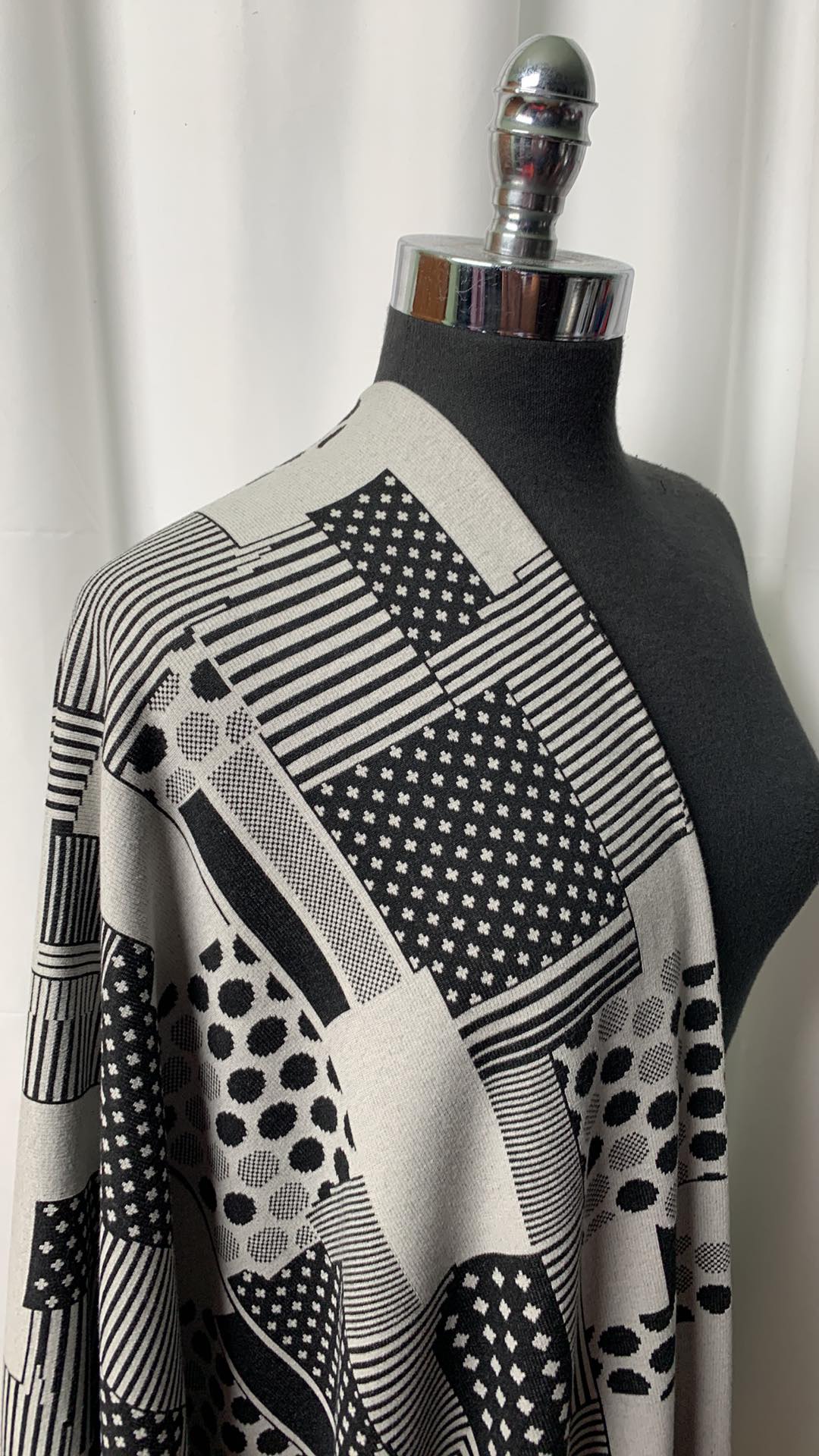 Silver/Black Flags - Modal/Cotton/Spandex Jacquard 1x1 Rib- 2 Yard Cut