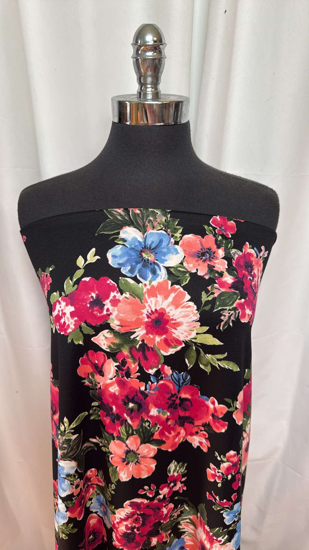 Flowers on Black - Ponte - 2 Yard Cut