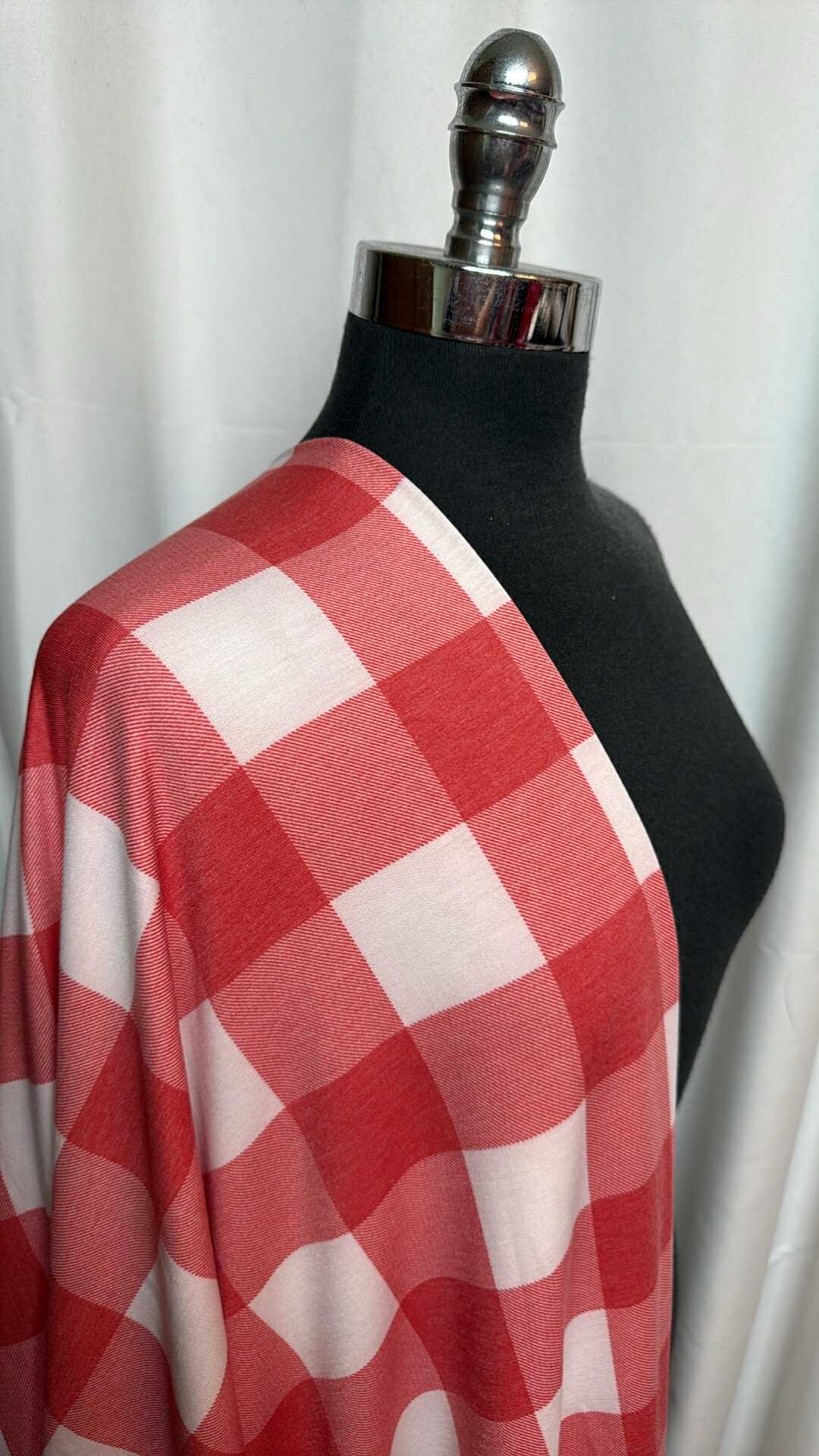 Red/White Plaid - PRS French Terry - 2 Yard Cut