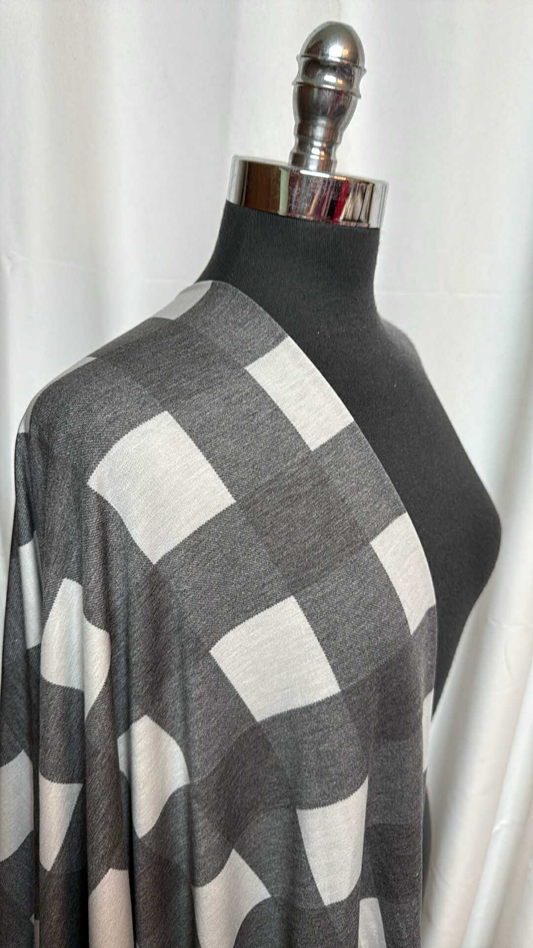 Black/Grey Plaid - PRS French Terry - 2 Yard Cut