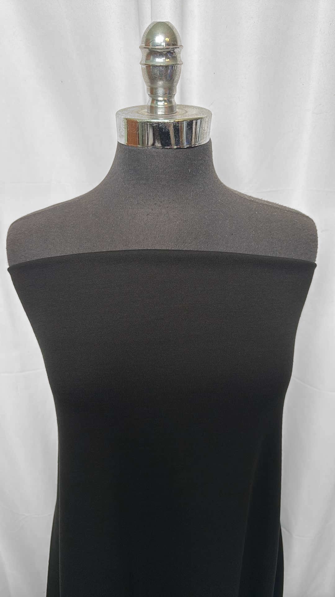 Black - 100% Merino Wool Interlock (220gsm) - 3 Yard Cut