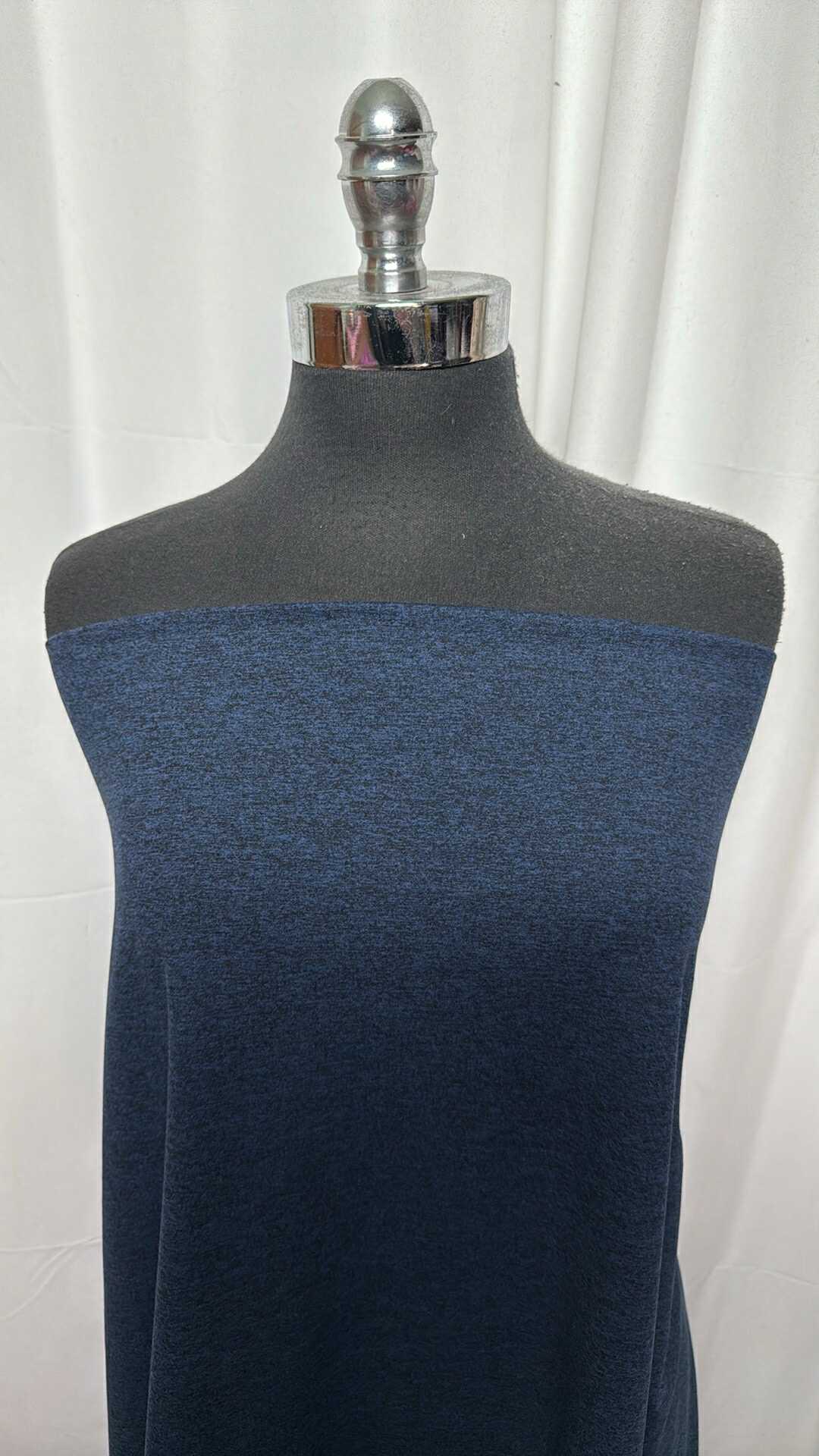 Iris/Black Heather - Peached Performance - By the 1/2 Yard