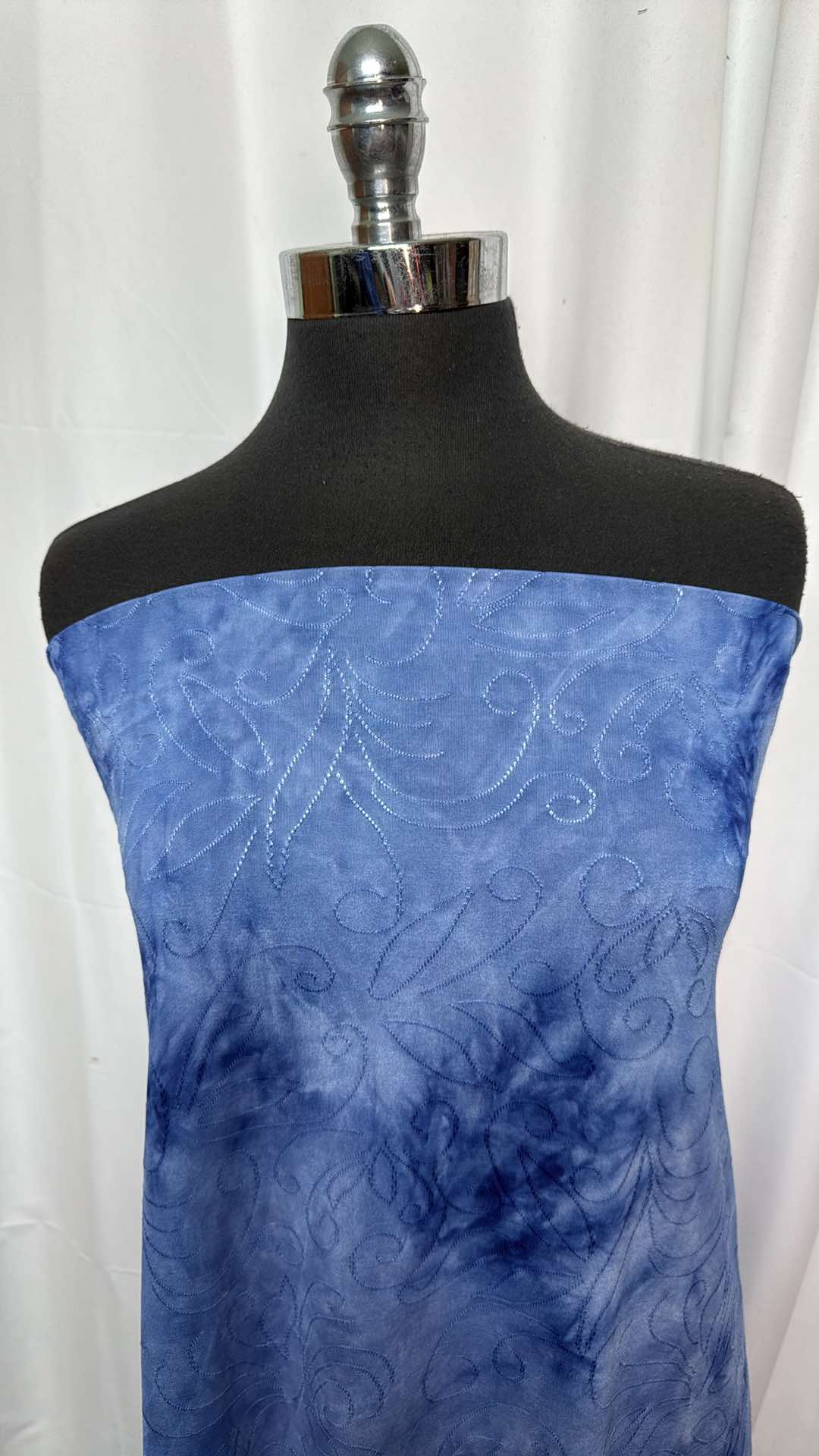 Blue Tie Dye Flourish - Textured ITY - 3.5 Yard Cut