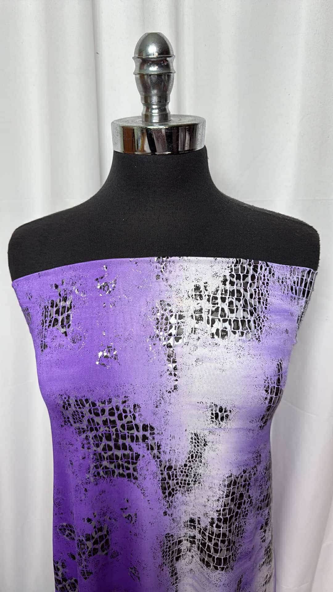Purple Distressed Leopard w/Foil - ITY - 2 Yard Cut