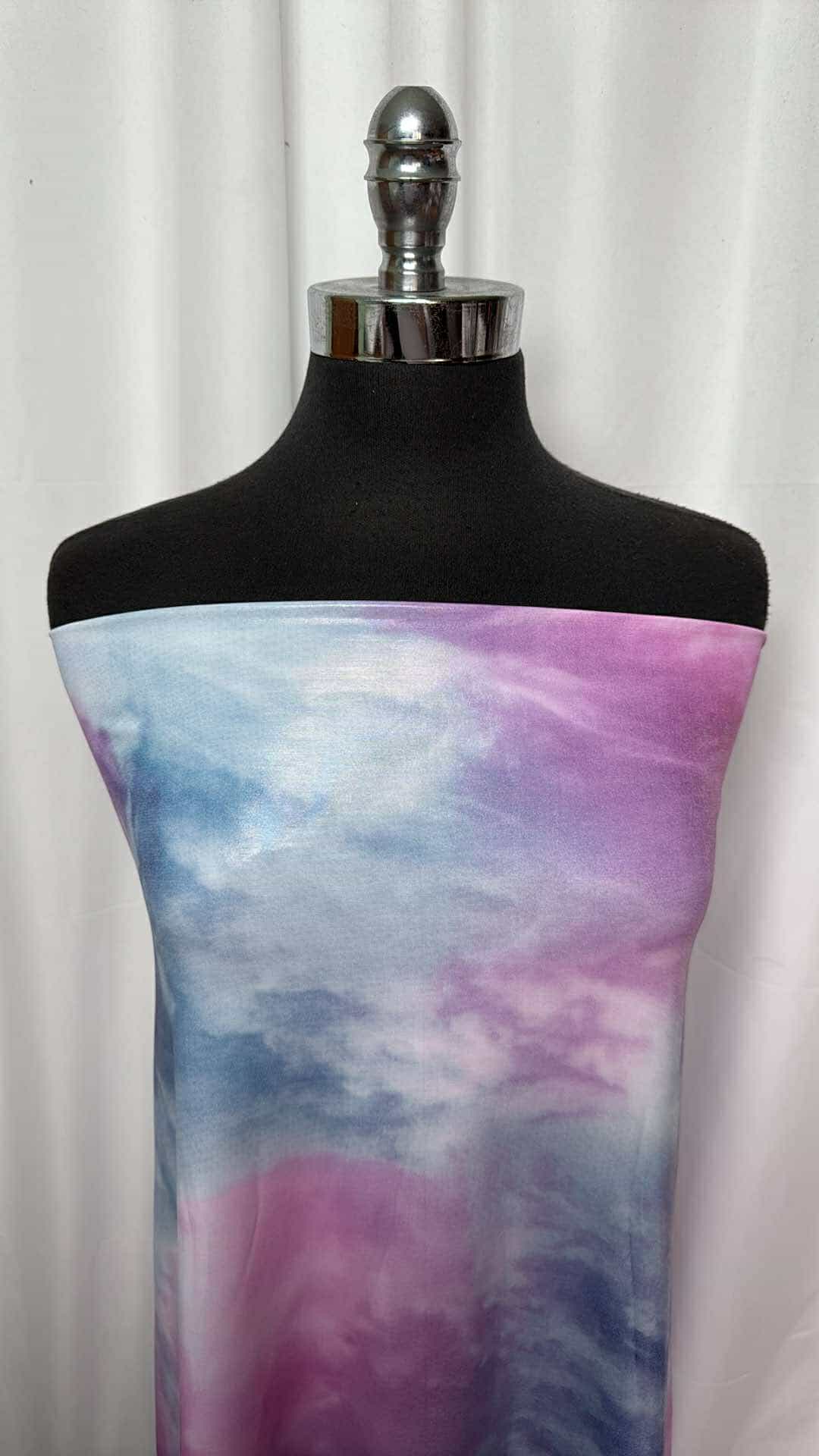 Blue/Purple Tie Dye w/Foil - ITY - 2 Yard Cut