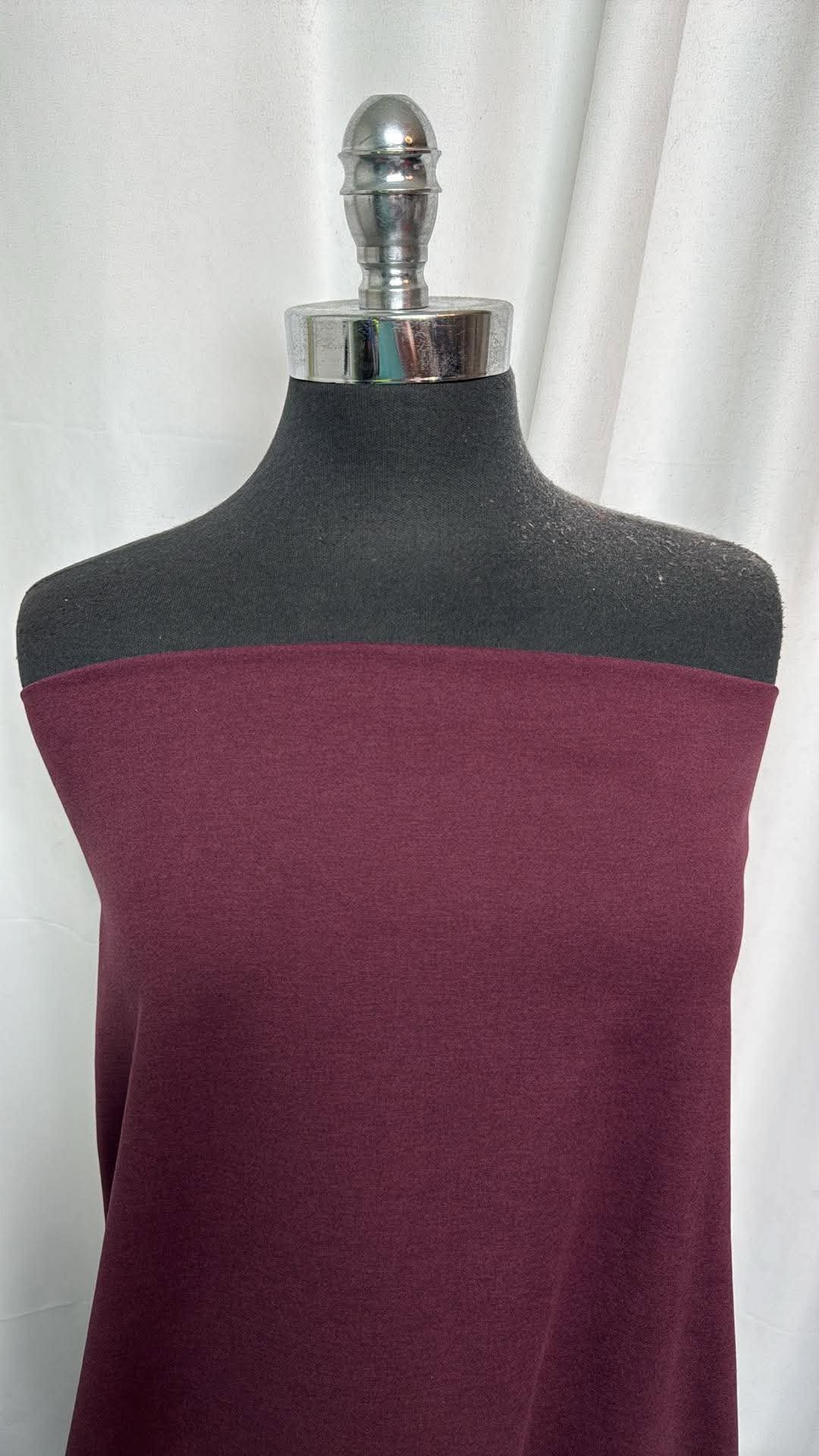 Midnight Burgundy Heather - Peached Performance - By the 1/2 Yard