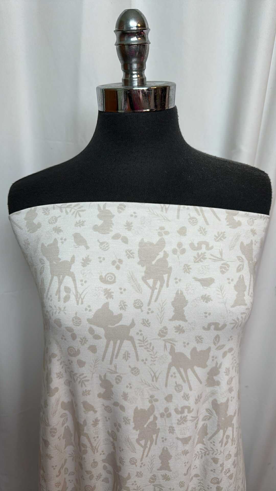 Ivory/Taupe Baby Deer - Modal Spandex - 2 Yard Cut