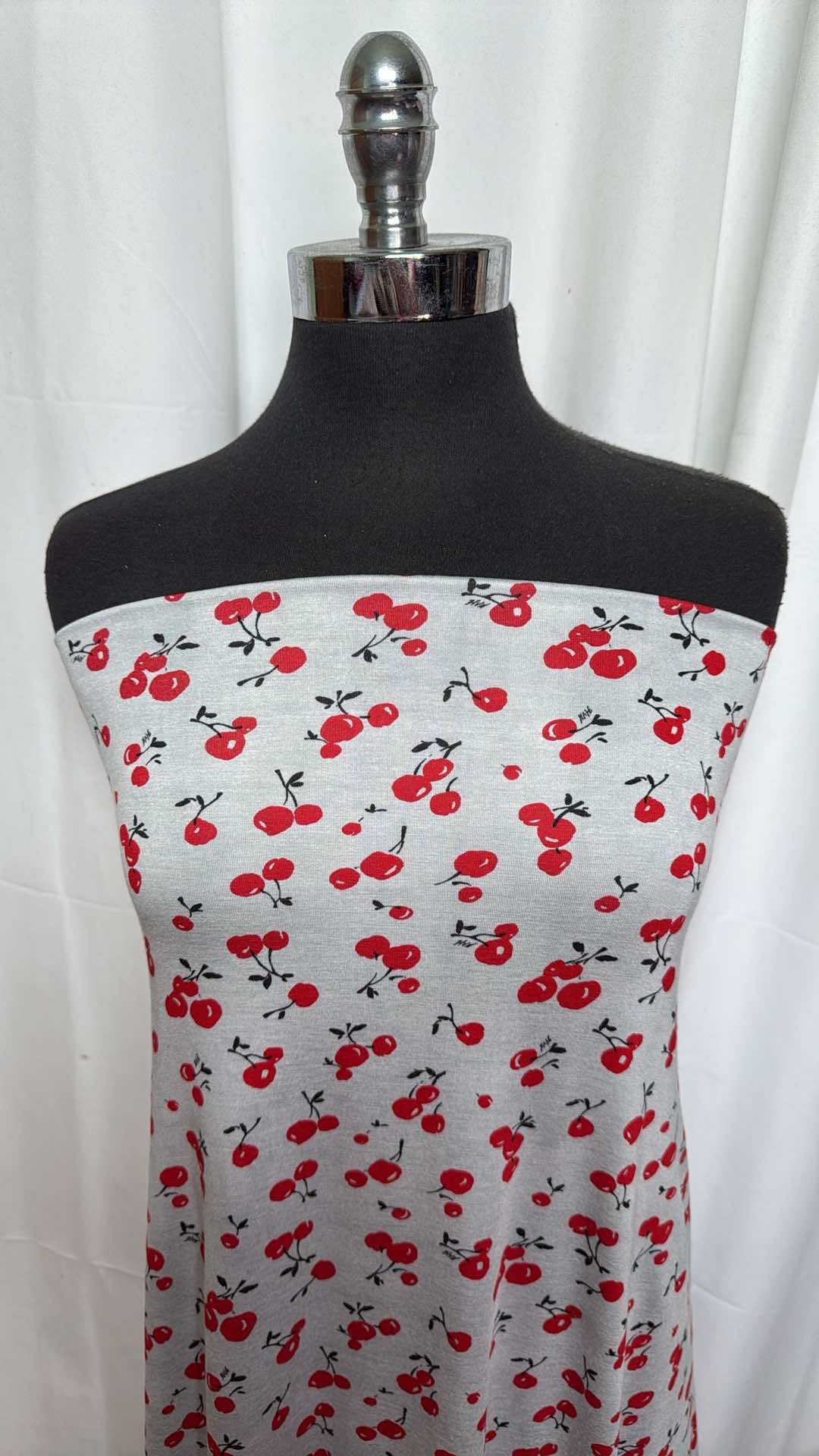 Grey Cherries - Modal/Spandex - 2 Yard Cut