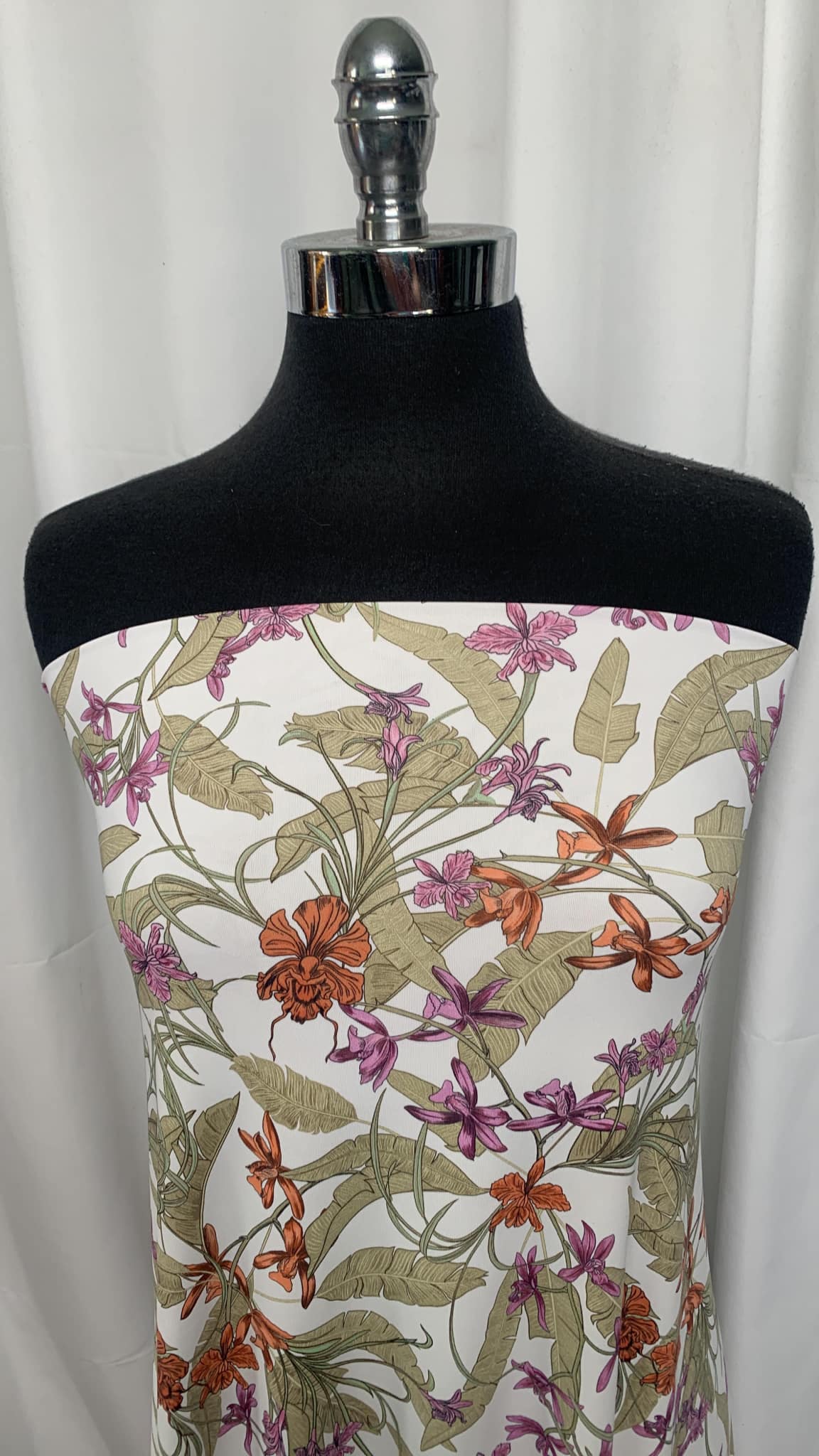 Copper/Purple/Ivory Floral - Nylon Spandex - 2 Yard Cut