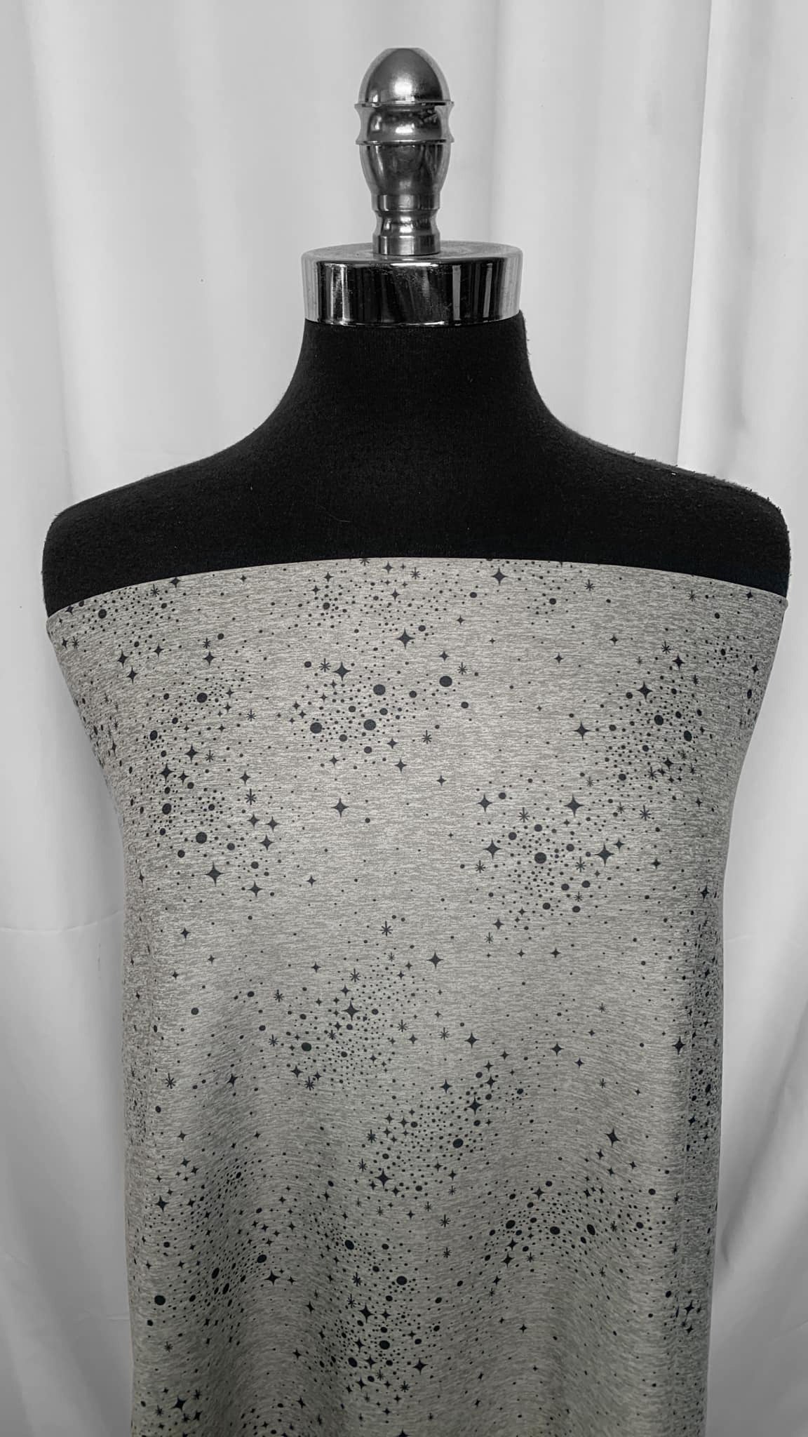 Grey Star/Circle - Peached Performance - 2 Yard Cut
