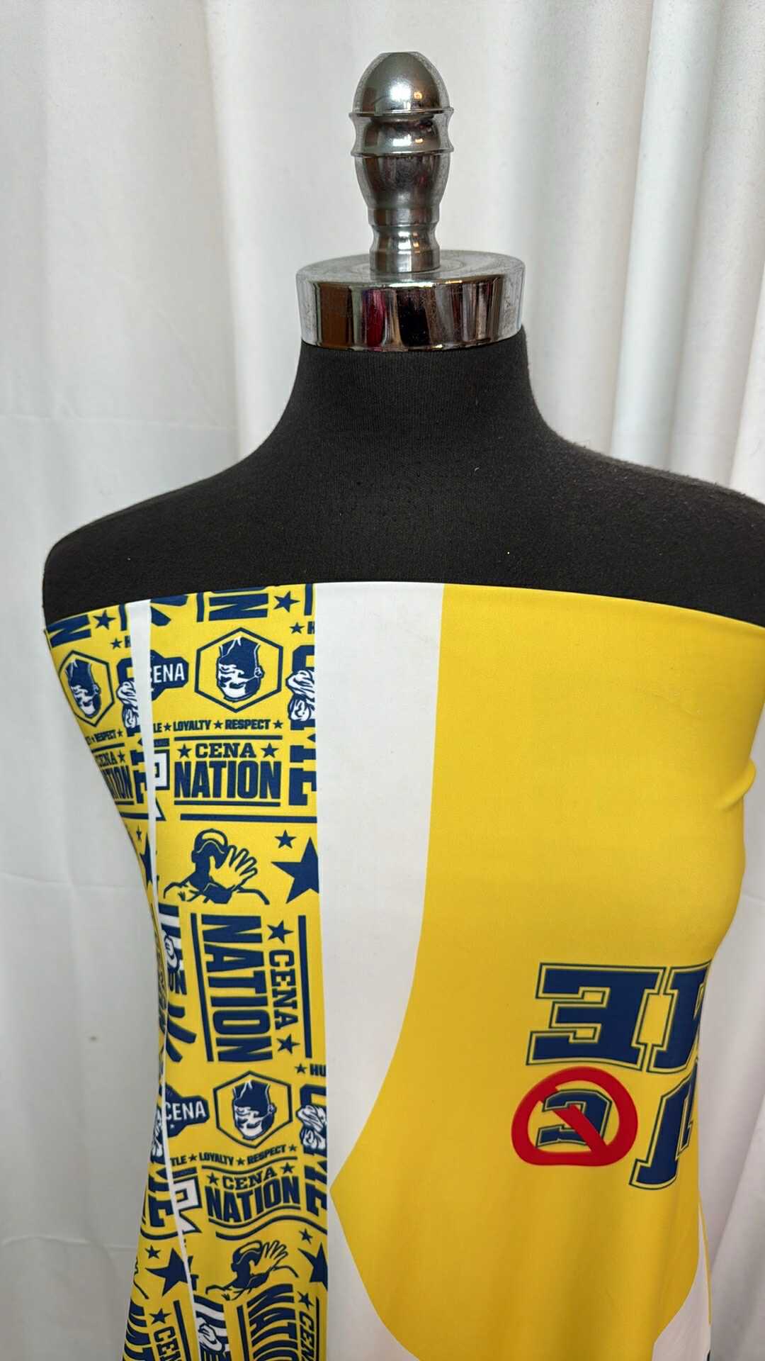 Navy/Yellow/White John Cena - Nylon/Spandex Swim Yardage & Panels - 7 Yards