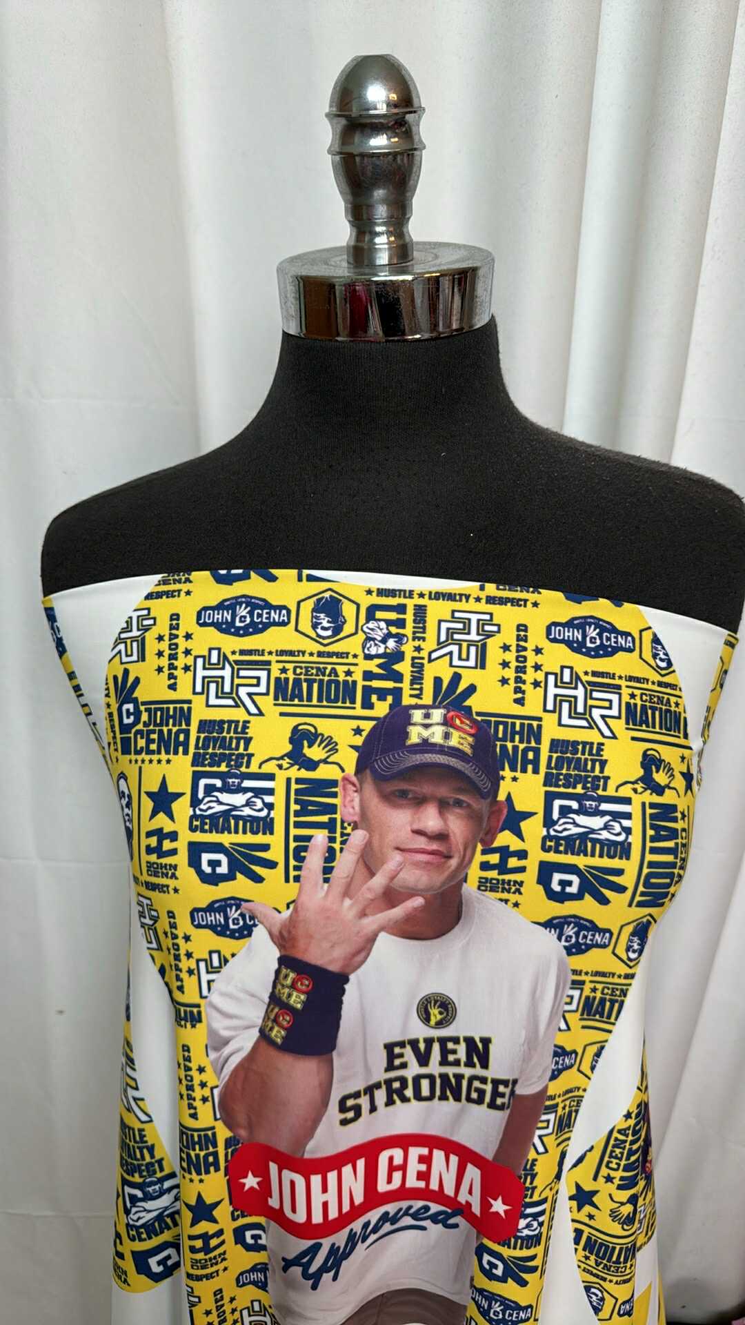 Navy/Yellow/White John Cena - Nylon/Spandex Swim Yardage & Panels - 7 Yards