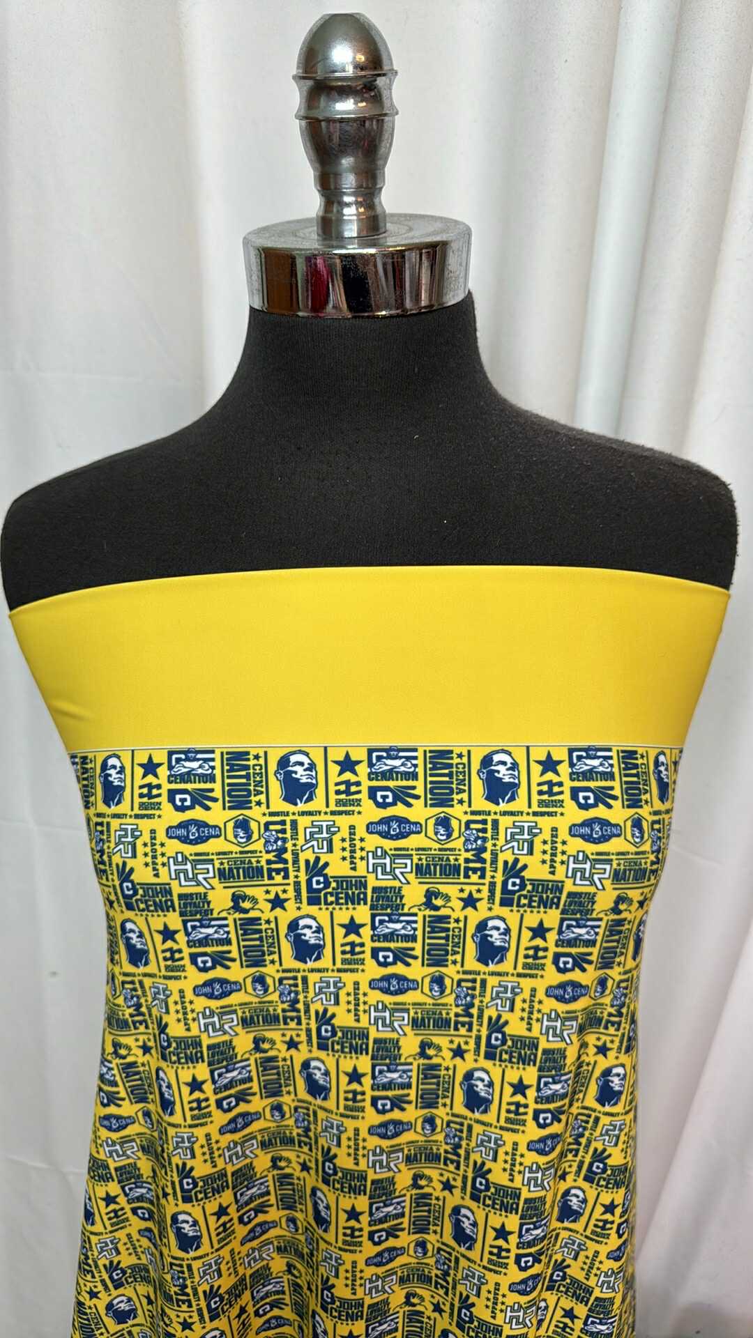 Navy/Yellow/White John Cena - Nylon/Spandex Swim Yardage & Panels - 7 Yards
