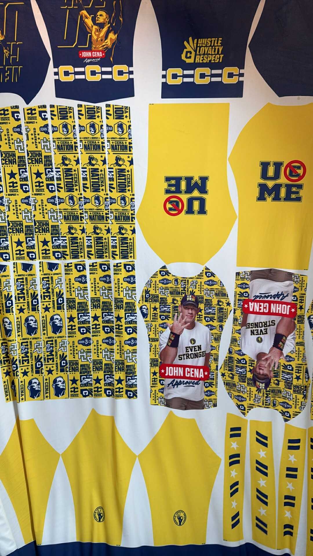 Navy/Yellow/White John Cena - Nylon/Spandex Swim Yardage & Panels - 7 Yards