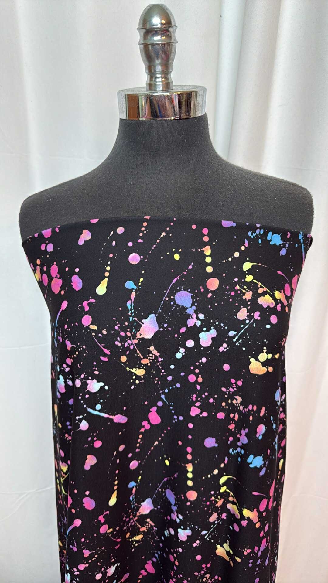 Splatter on Black - Single-Brushed Performance - By the Yard