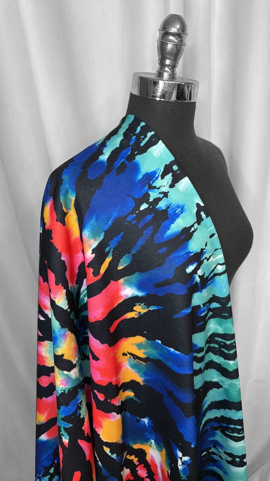 Rainbow Riptide Tie Dye - Poly Sweatshirt Fleece - 4 Yard Cut