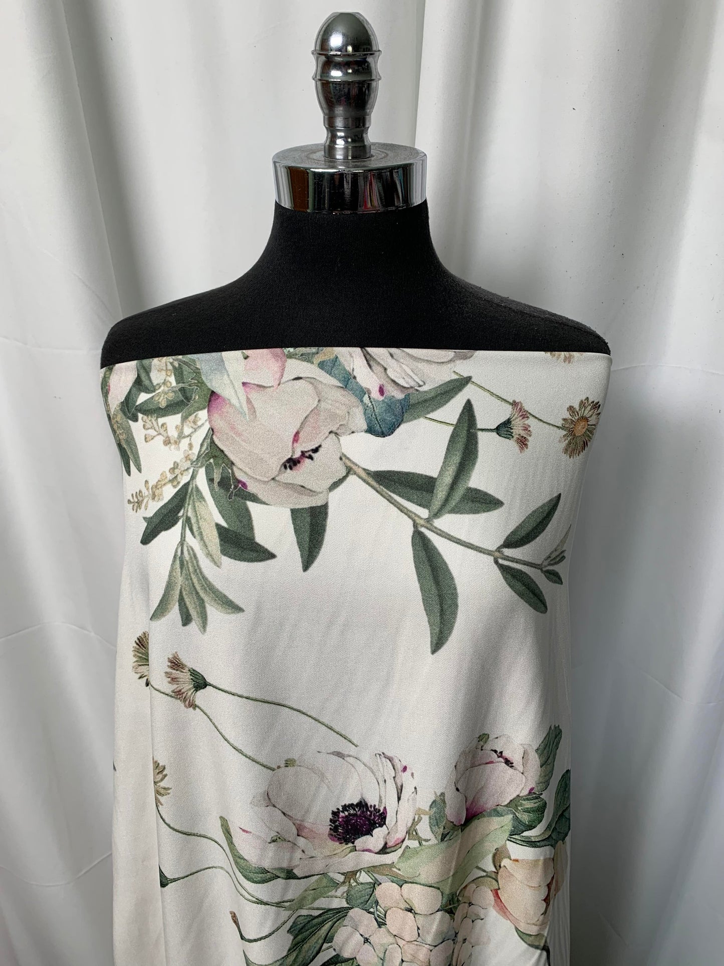 Ivory Floral - Designer Rayon Woven - 4 Yard Cut